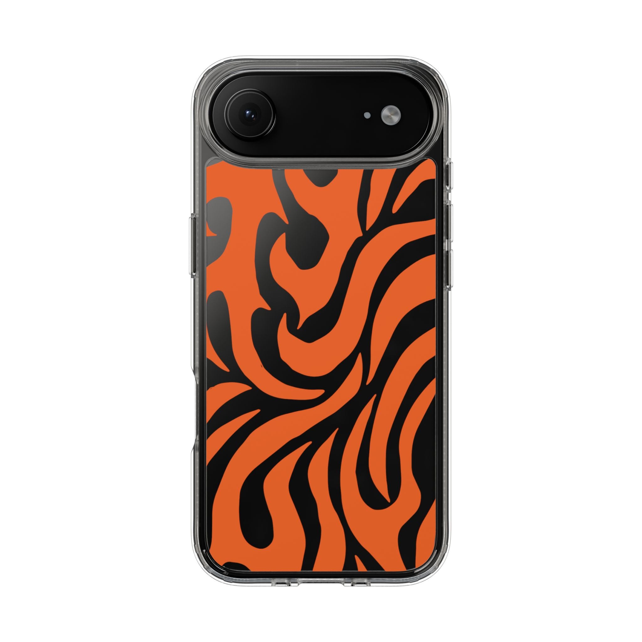 Orange Tiger Stripe Clear Phone Case — Bold Animal Print iPhone Cover