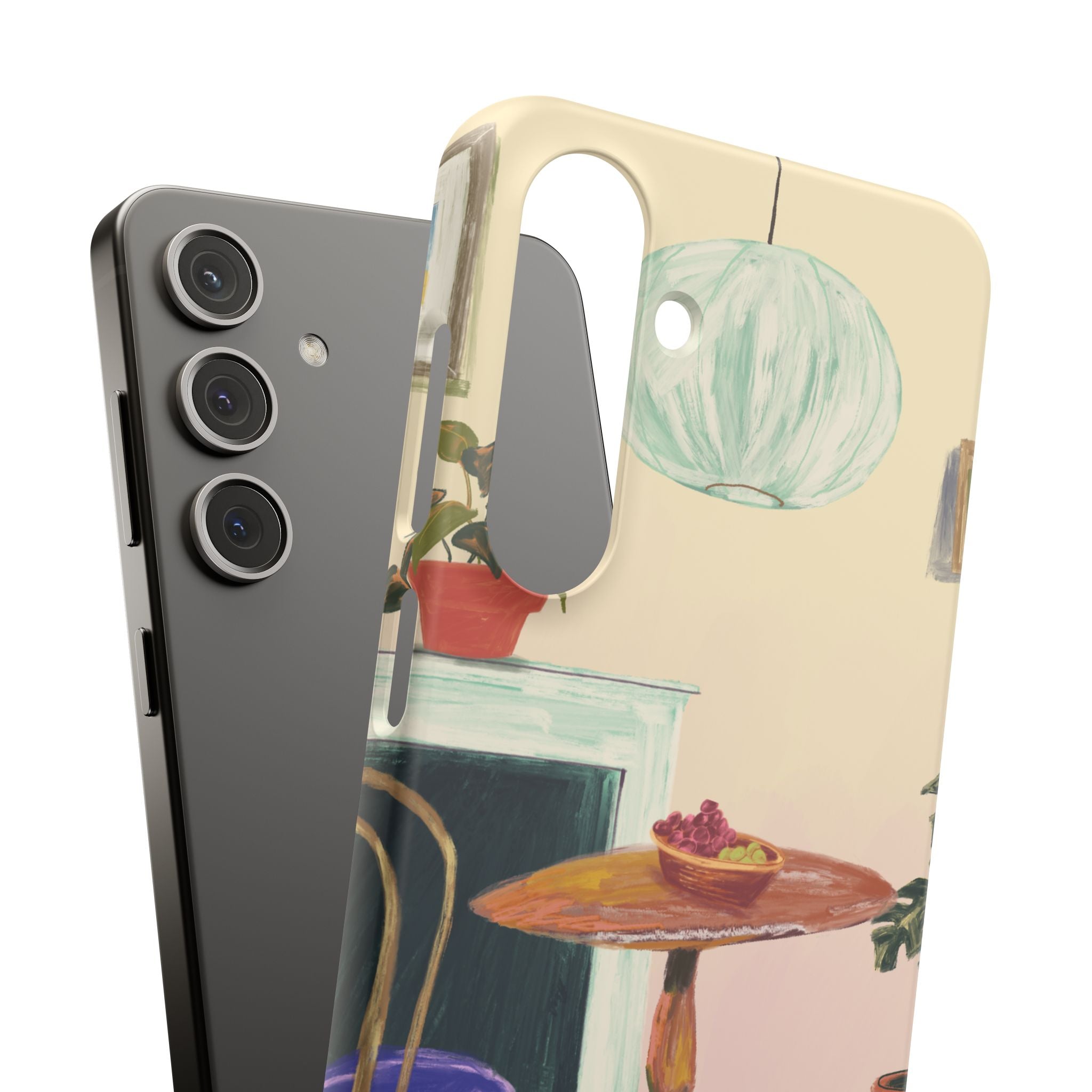 Vintage Bistro Phone Case — Cozy Cafe Interior Illustration Snap Case