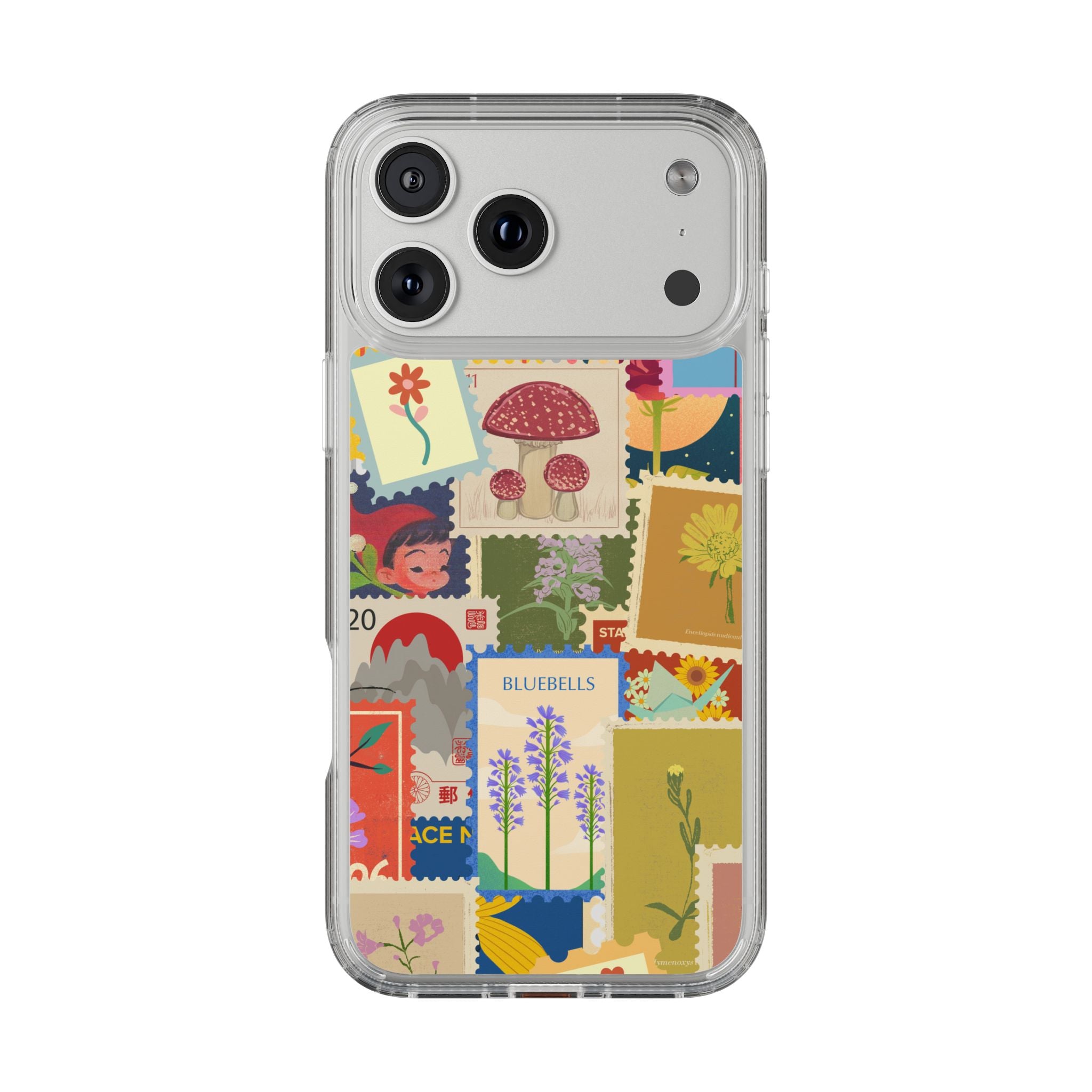 Clear Case — Vintage Floral Stamp Collage Phone Case