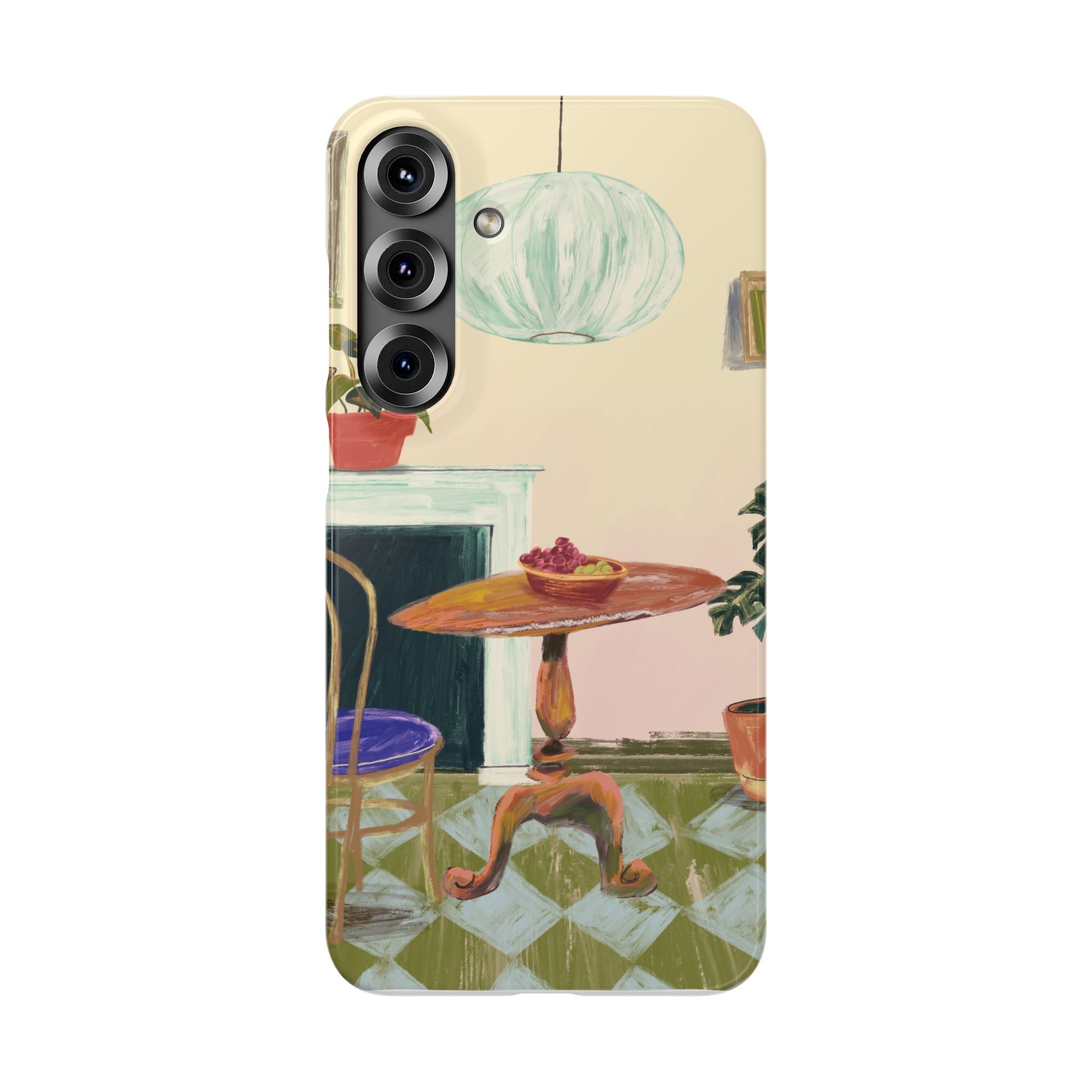 Vintage Bistro Phone Case — Cozy Cafe Interior Illustration Snap Case