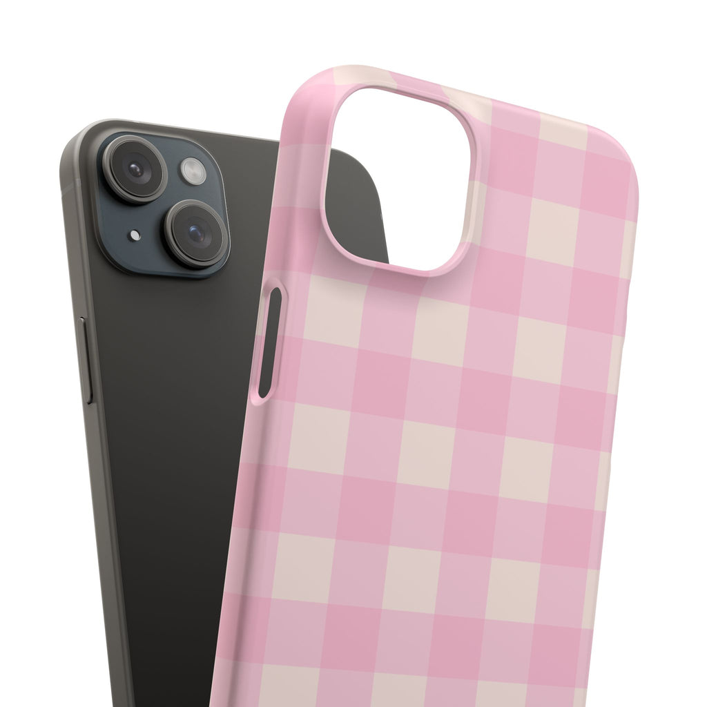 Pink Gingham Snap Phone Case - Cute Pastel Checkered iPhone Cover