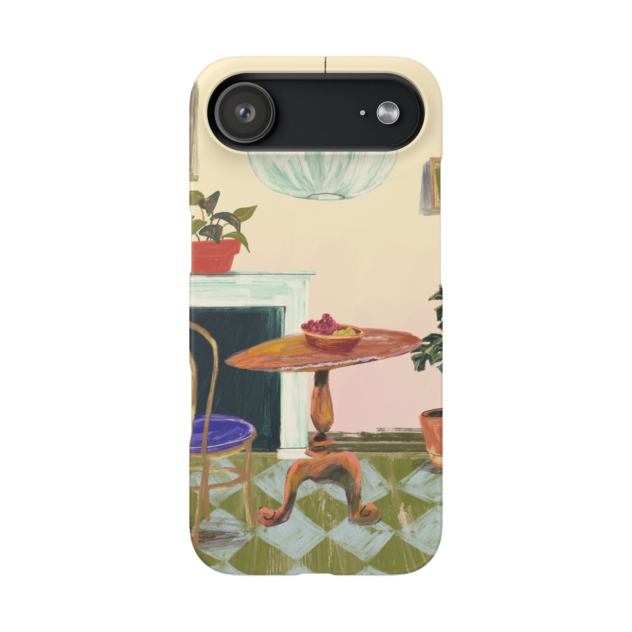 Vintage Bistro Phone Case — Cozy Cafe Interior Illustration Snap Case