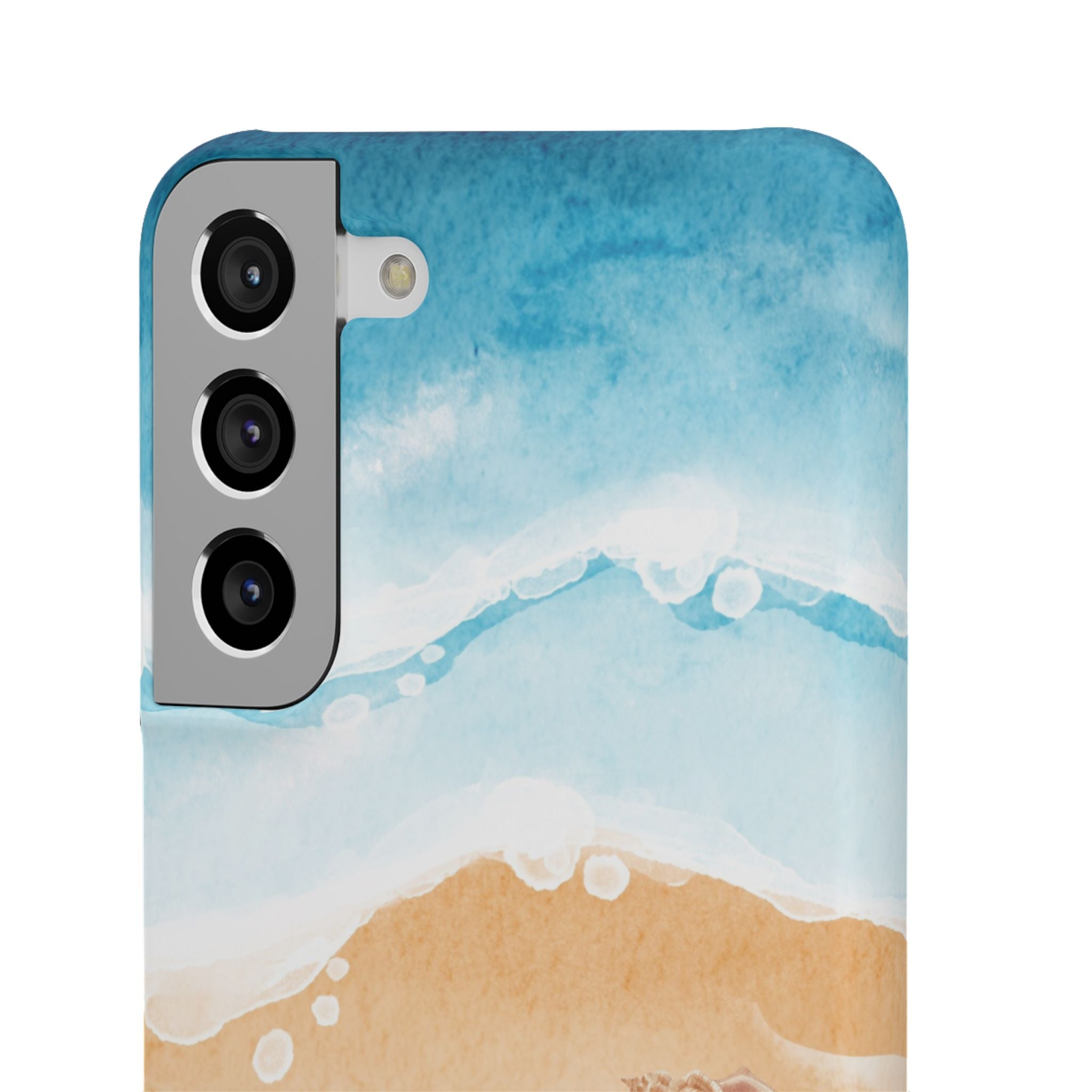 Beach Scene Phone Case — Watercolor Sand, Seashells & Crabs