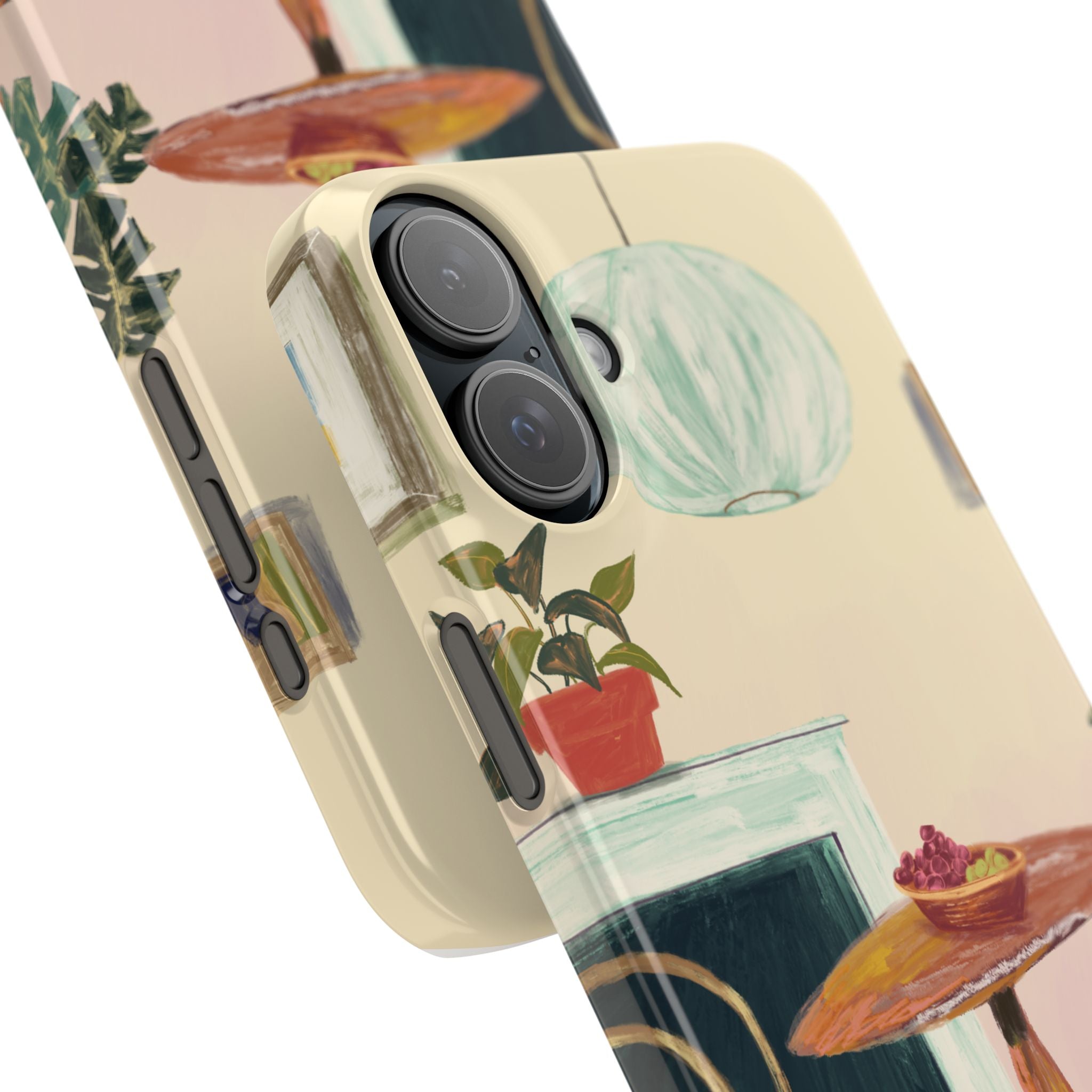 Vintage Bistro Phone Case — Cozy Cafe Interior Illustration Snap Case