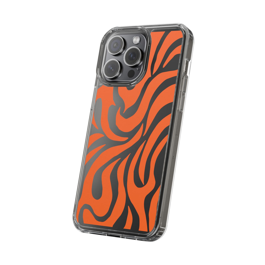 Orange Tiger Stripe Clear Phone Case — Bold Animal Print iPhone Cover