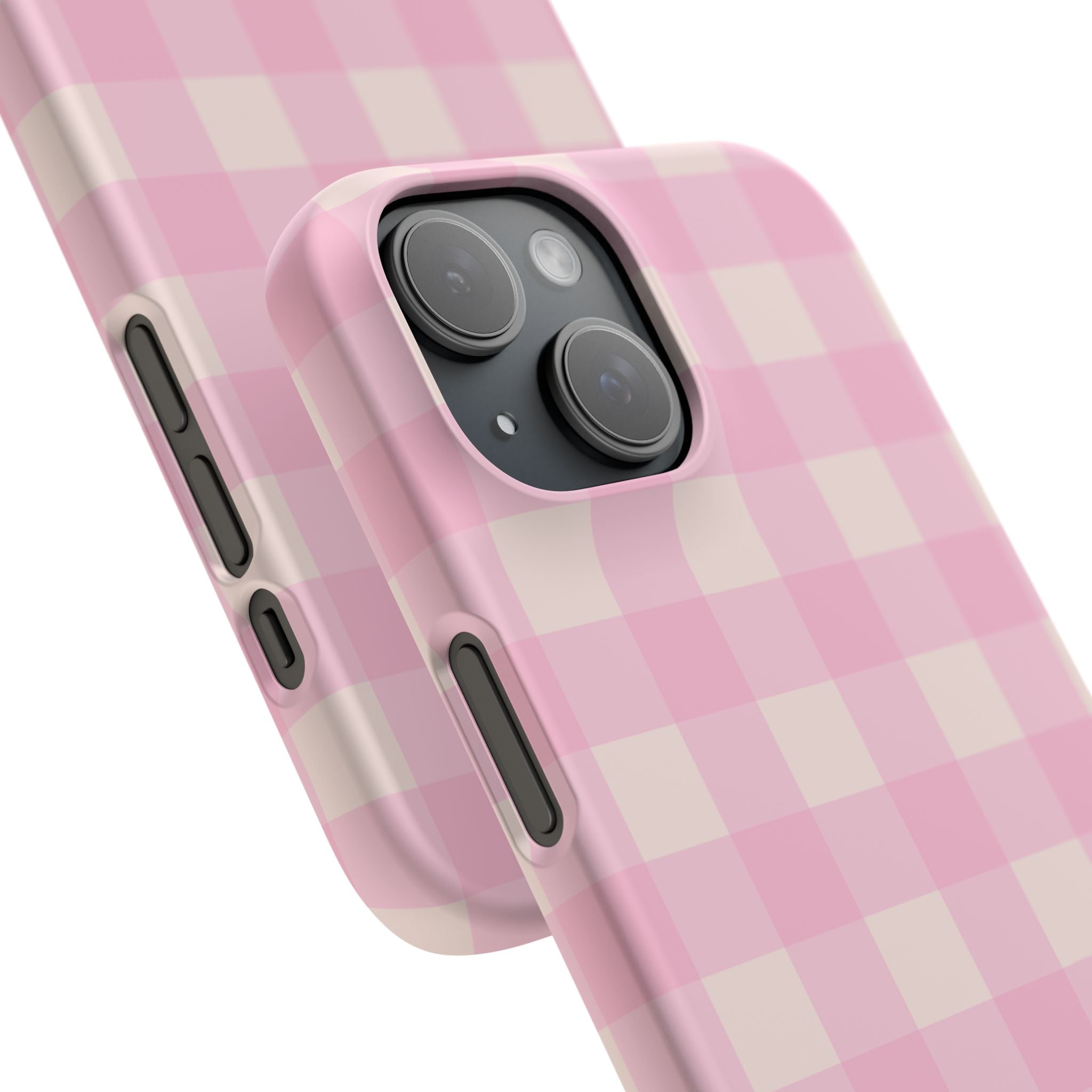 Pink Gingham Snap Phone Case - Cute Pastel Checkered iPhone Cover