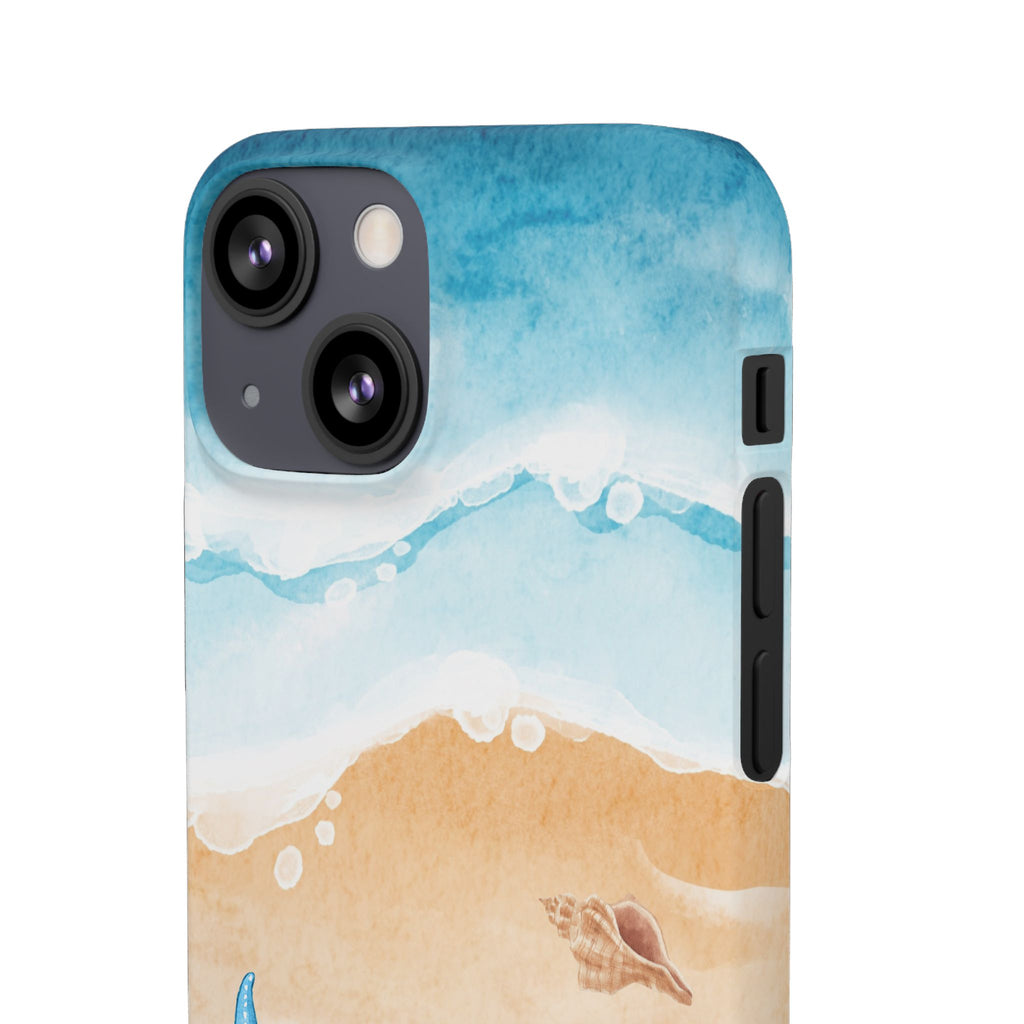 Beach Scene Phone Case — Watercolor Sand, Seashells & Crabs