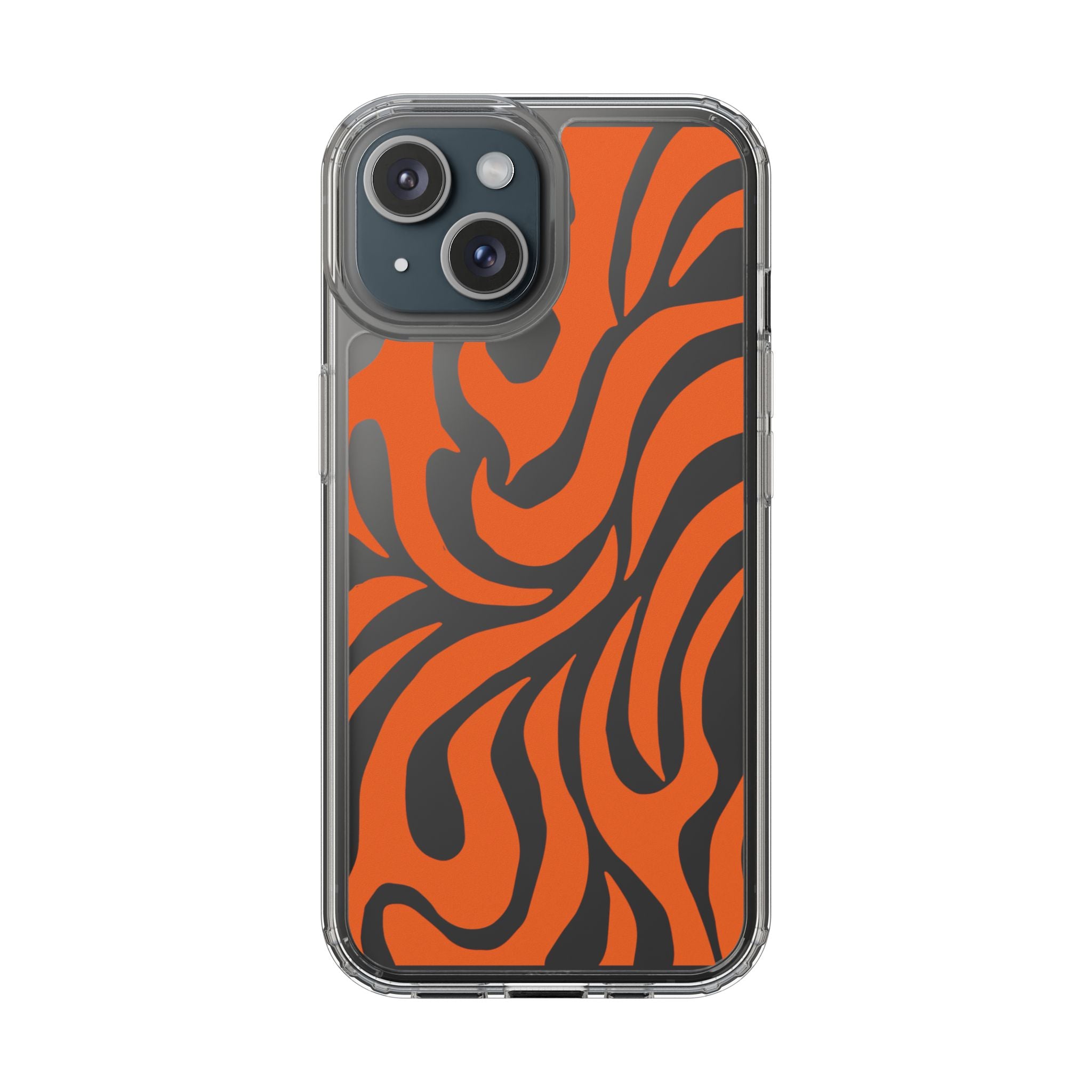 Orange Tiger Stripe Clear Phone Case — Bold Animal Print iPhone Cover