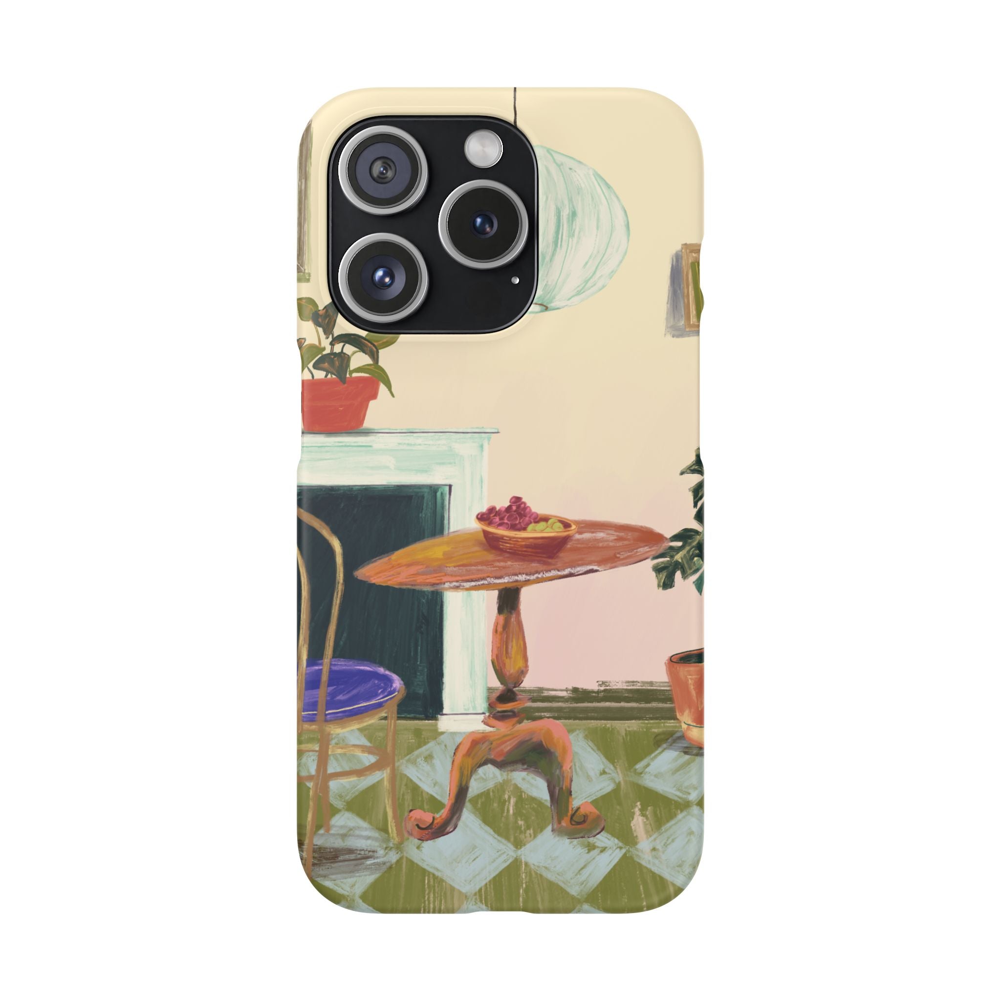 Vintage Bistro Phone Case — Cozy Cafe Interior Illustration Snap Case