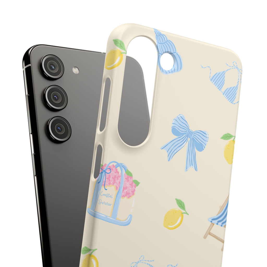 Cute Lemon & Beach Pattern Phone Case — Pastel Summer Snap Case