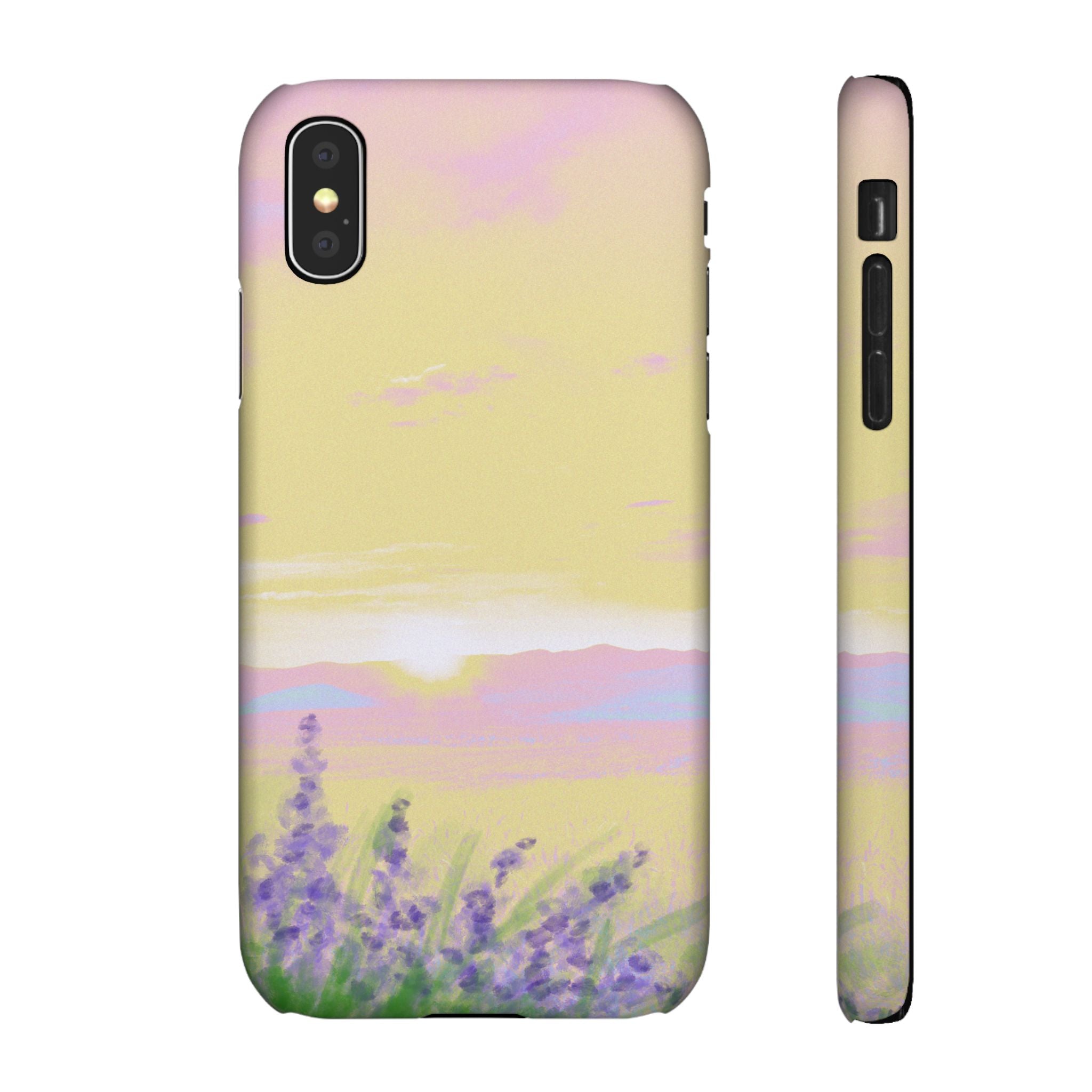 Pastel Lavender Field Phone Case — Sunset Sky Snap Case