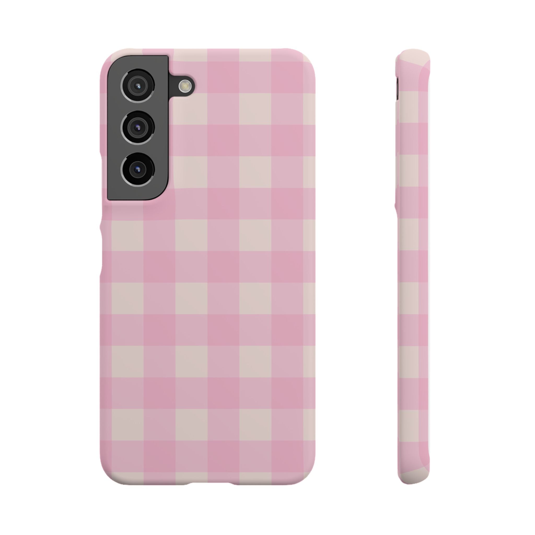 Pink Gingham Snap Phone Case - Cute Pastel Checkered iPhone Cover