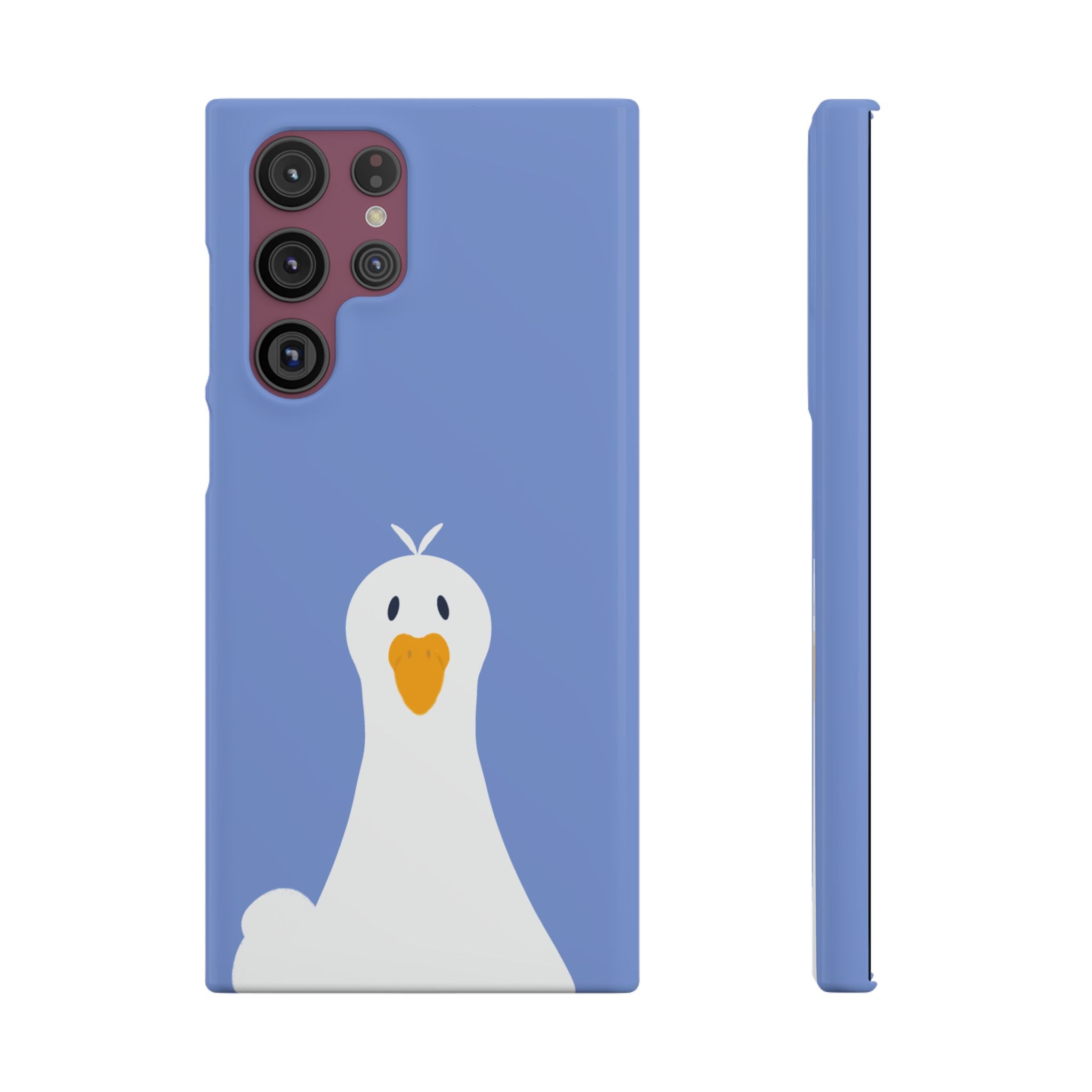 Cute Goose Phone Case – Blue Snap Phone Cover with Whimsical Bird Design