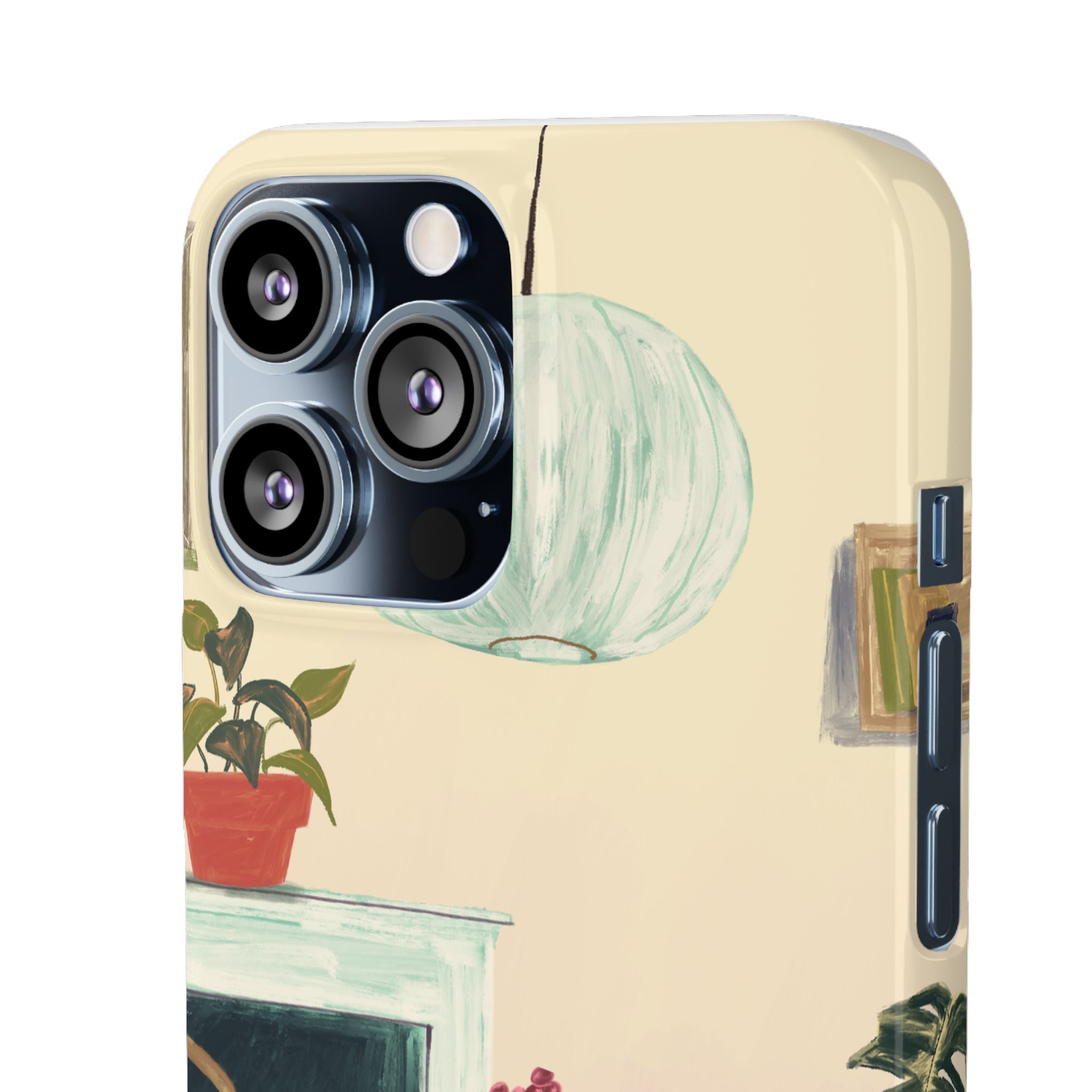 Vintage Bistro Phone Case — Cozy Cafe Interior Illustration Snap Case