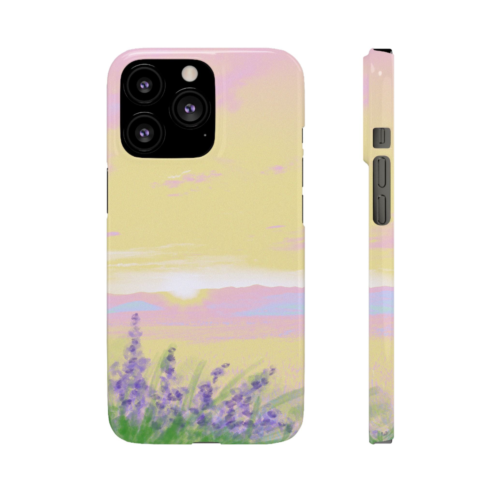 Pastel Lavender Field Phone Case — Sunset Sky Snap Case