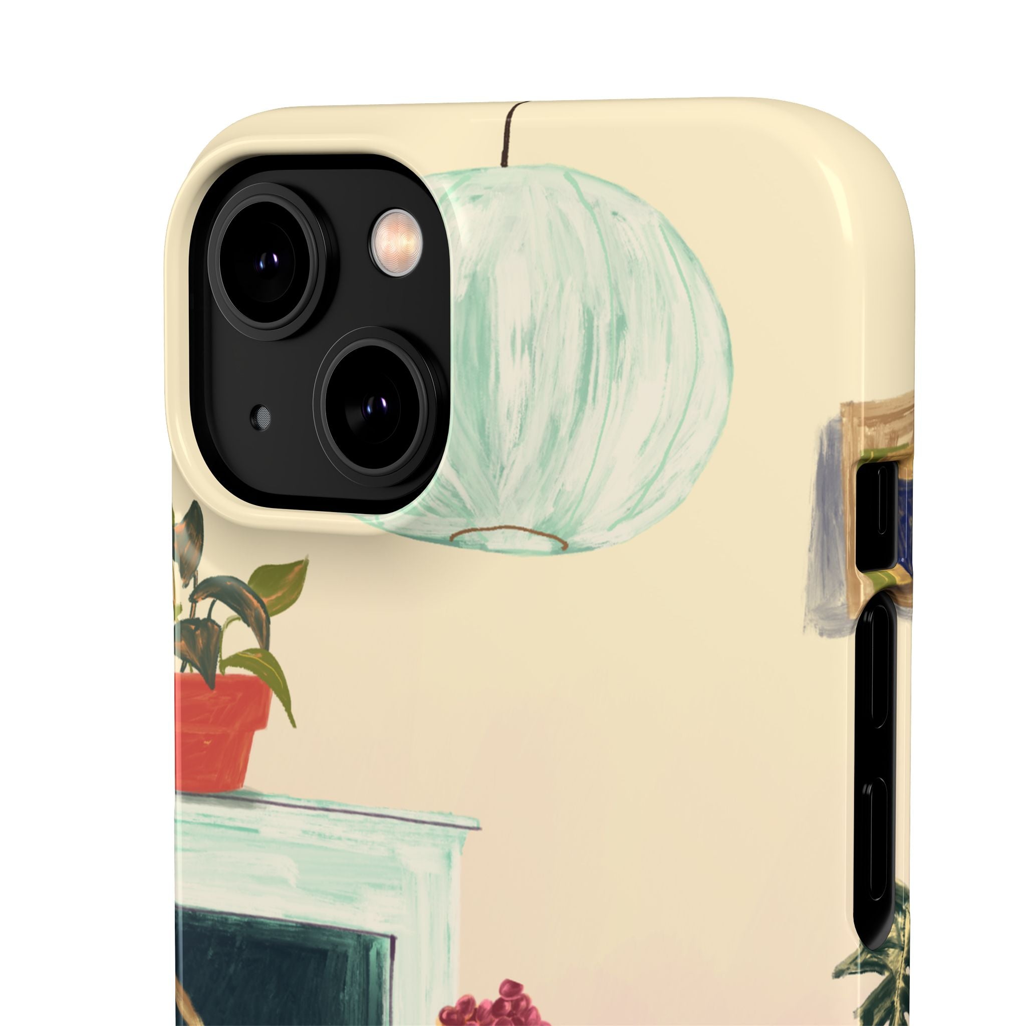 Vintage Bistro Phone Case — Cozy Cafe Interior Illustration Snap Case