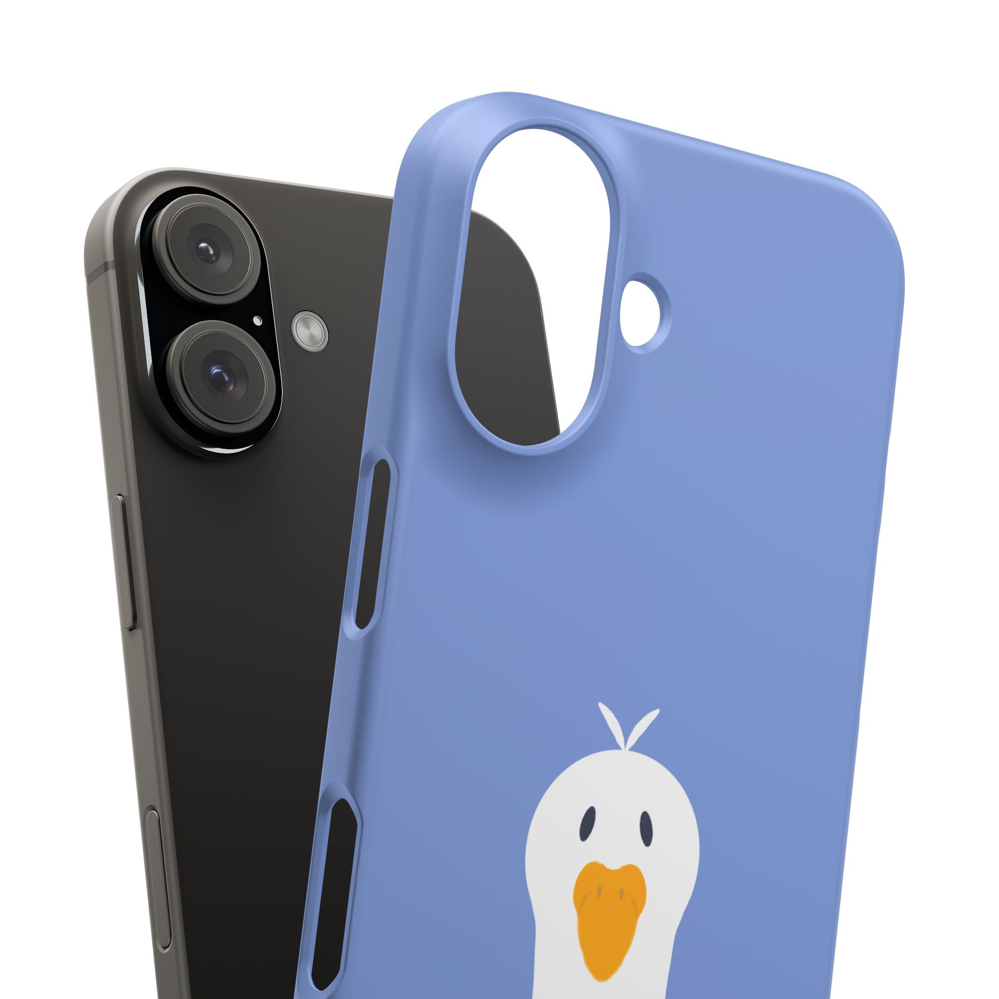 Cute Goose Phone Case – Blue Snap Phone Cover with Whimsical Bird Design