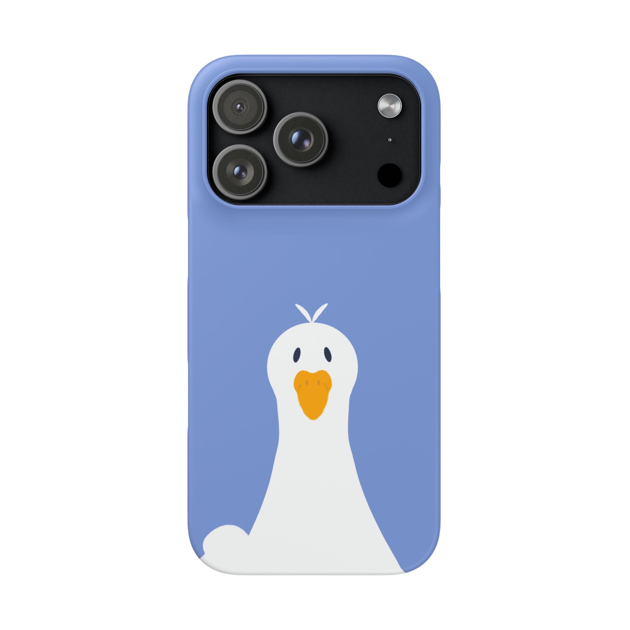 Cute Goose Phone Case – Blue Snap Phone Cover with Whimsical Bird Design