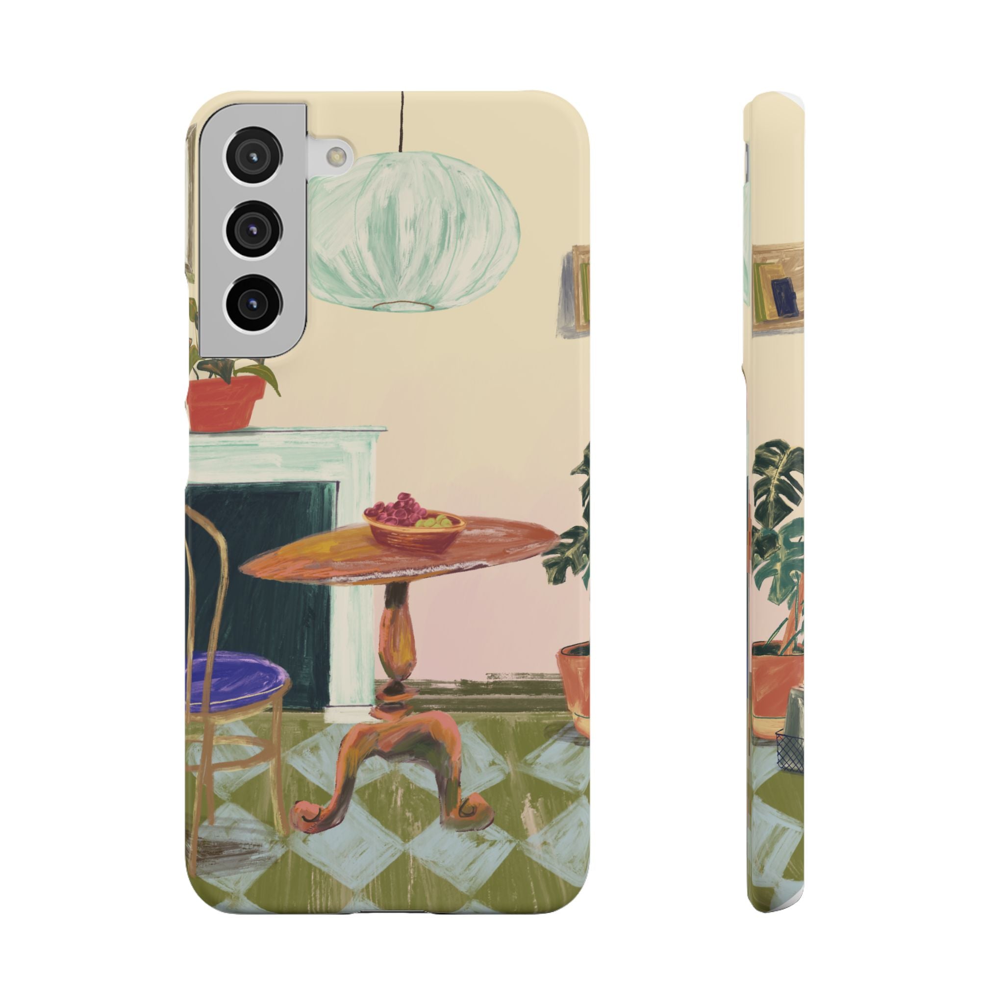 Vintage Bistro Phone Case — Cozy Cafe Interior Illustration Snap Case