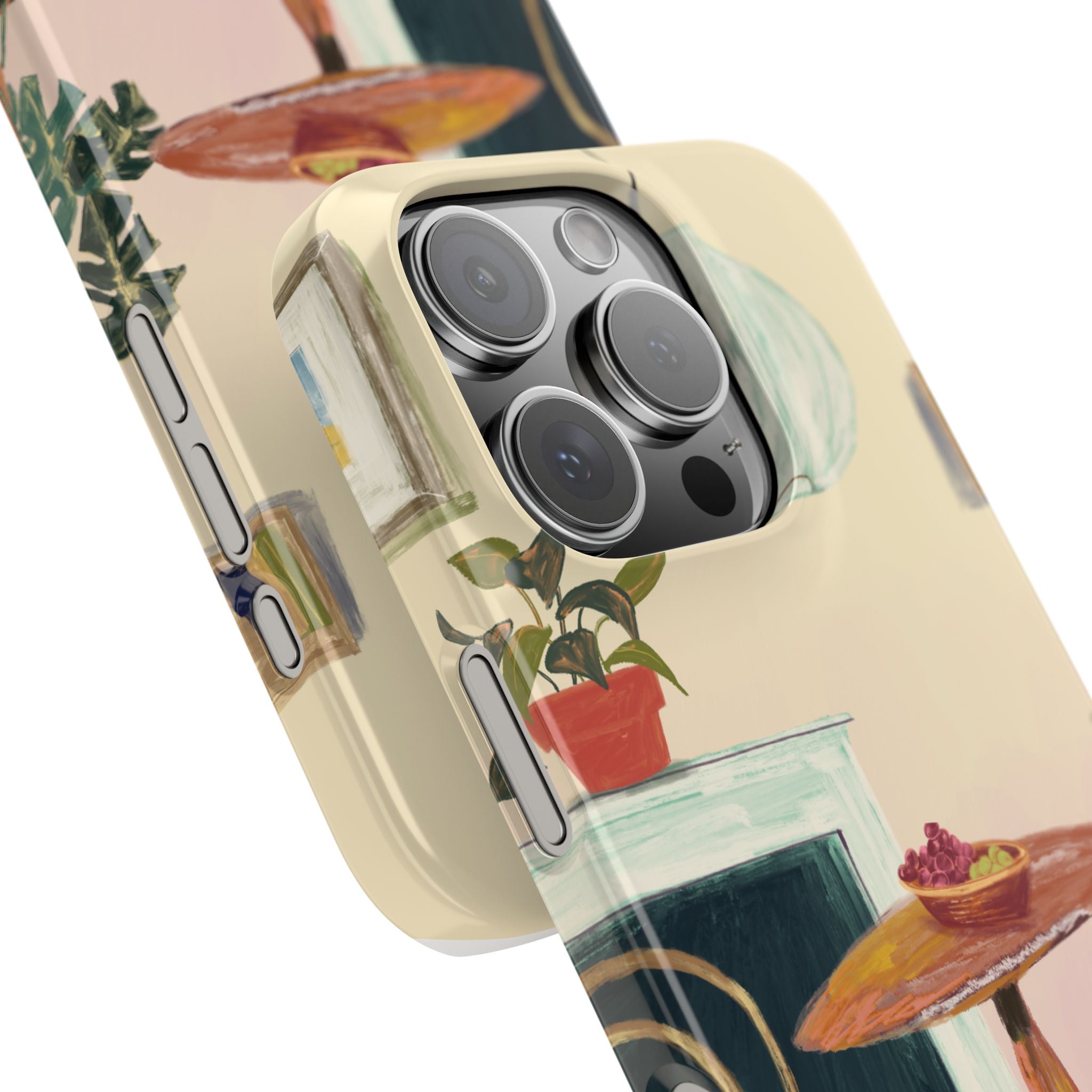 Vintage Bistro Phone Case — Cozy Cafe Interior Illustration Snap Case