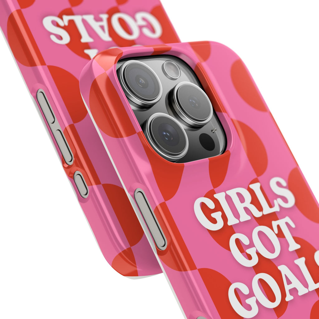 Girls Got Goals Phone Case - Retro Pink Red Motivational Snap Case