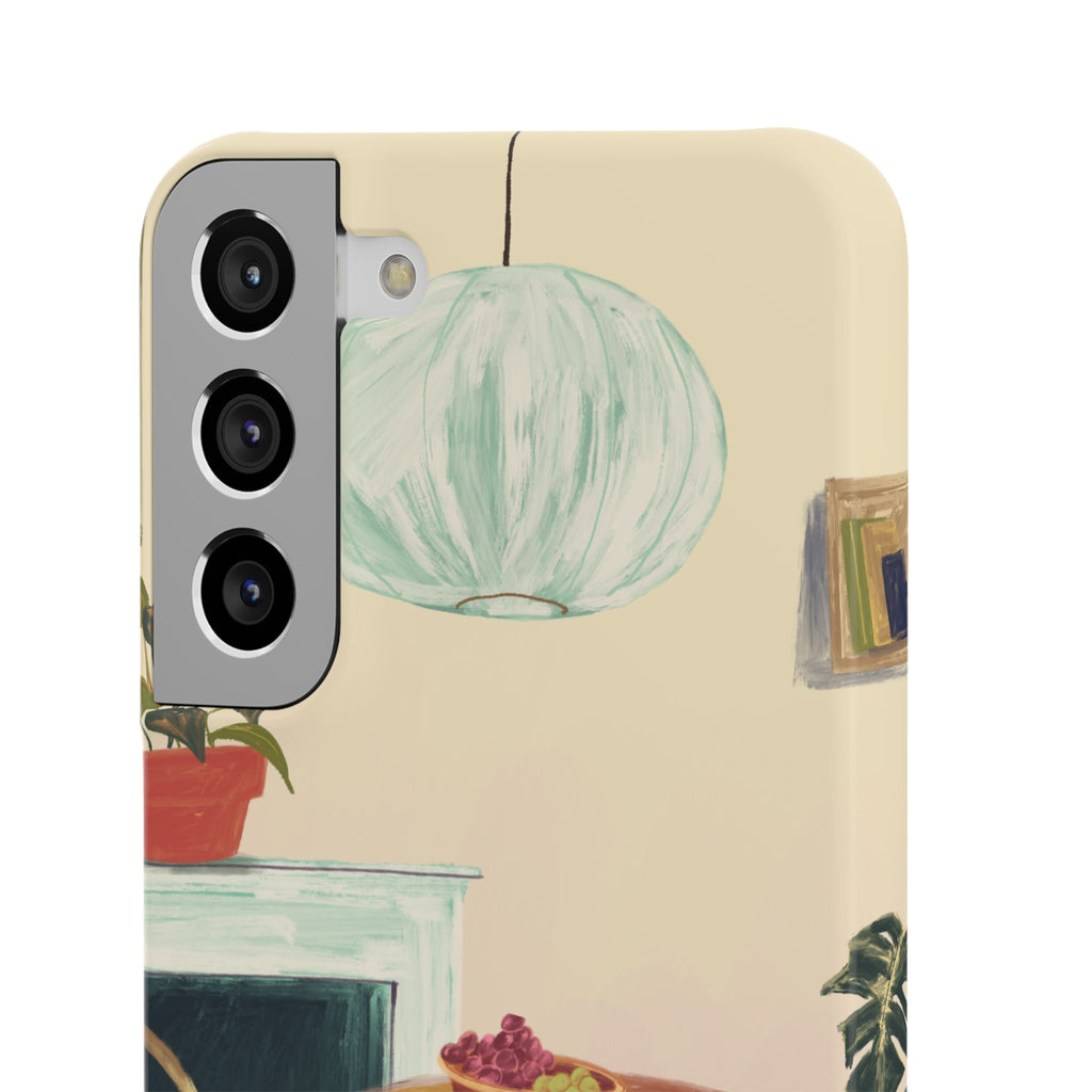 Vintage Bistro Phone Case — Cozy Cafe Interior Illustration Snap Case