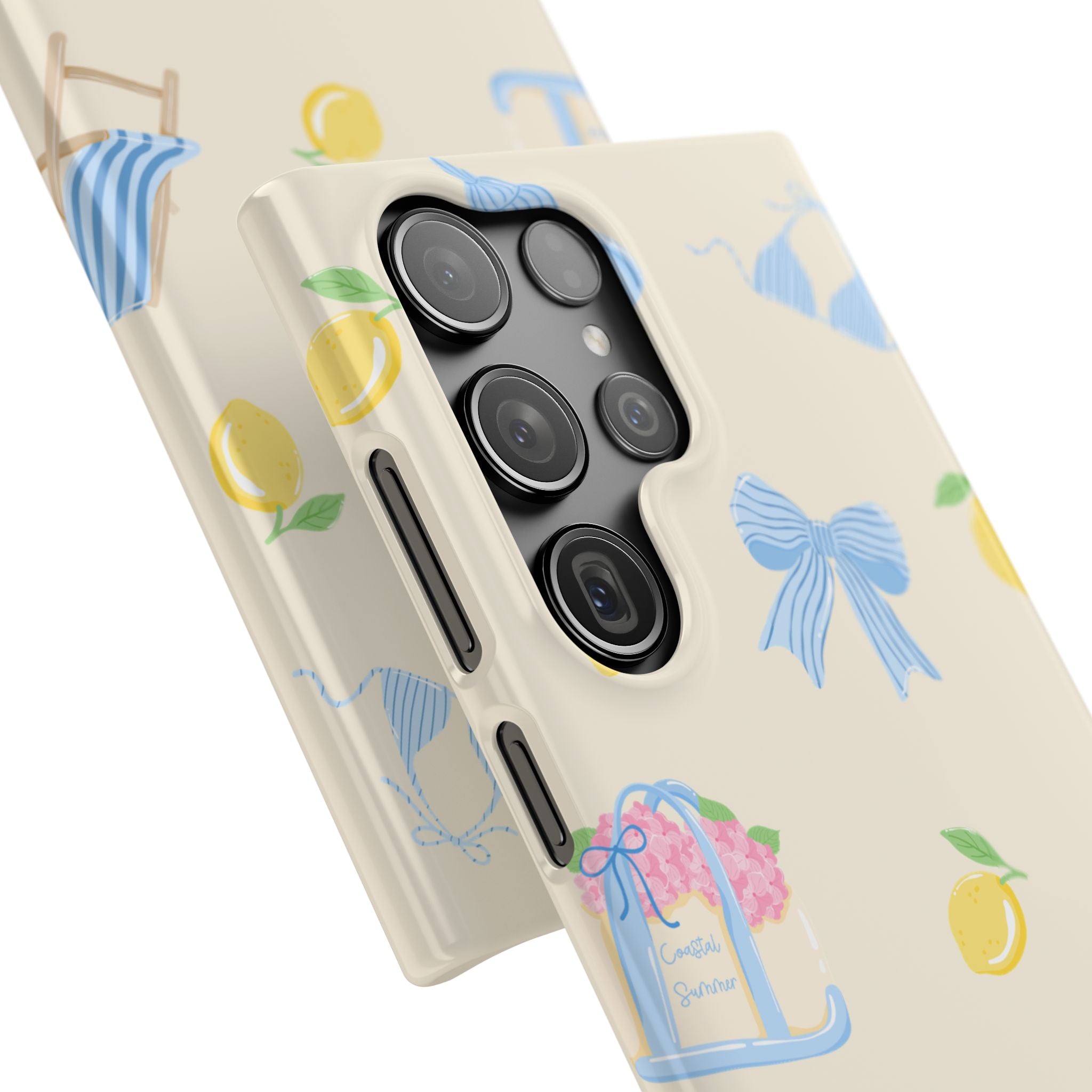 Cute Lemon & Beach Pattern Phone Case — Pastel Summer Snap Case