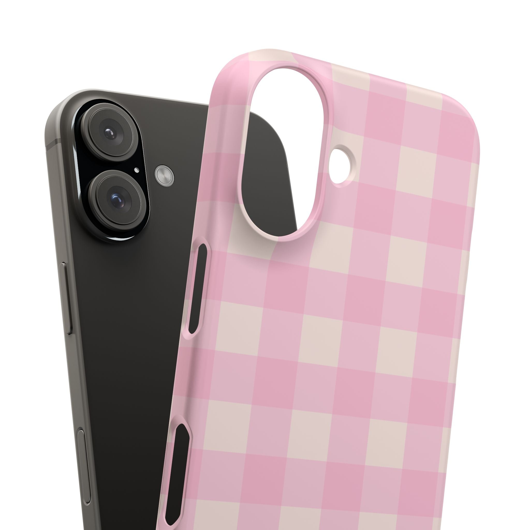 Pink Gingham Snap Phone Case - Cute Pastel Checkered iPhone Cover