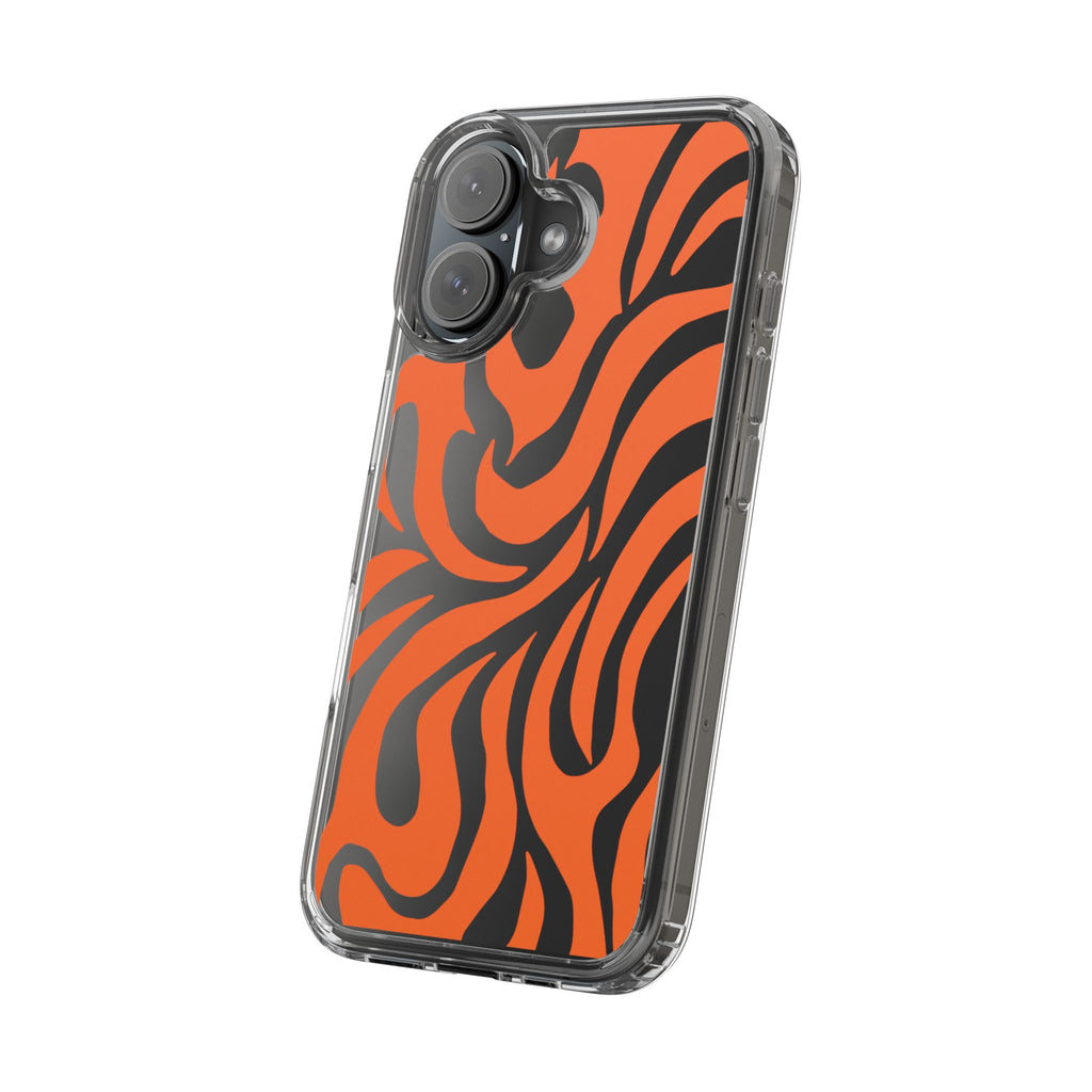 Orange Tiger Stripe Clear Phone Case — Bold Animal Print iPhone Cover