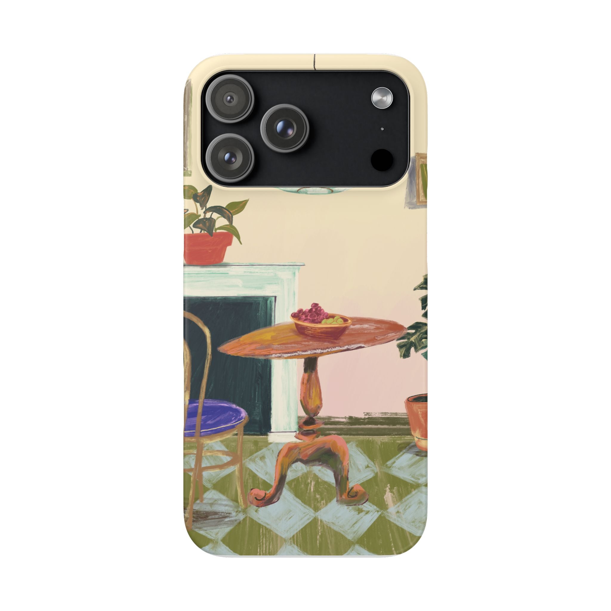 Vintage Bistro Phone Case — Cozy Cafe Interior Illustration Snap Case