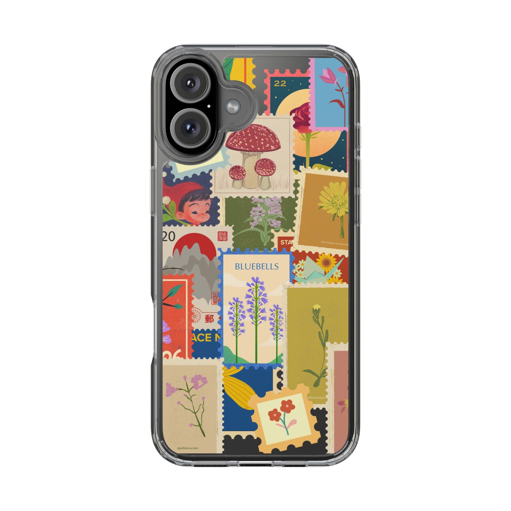 Clear Case — Vintage Floral Stamp Collage Phone Case
