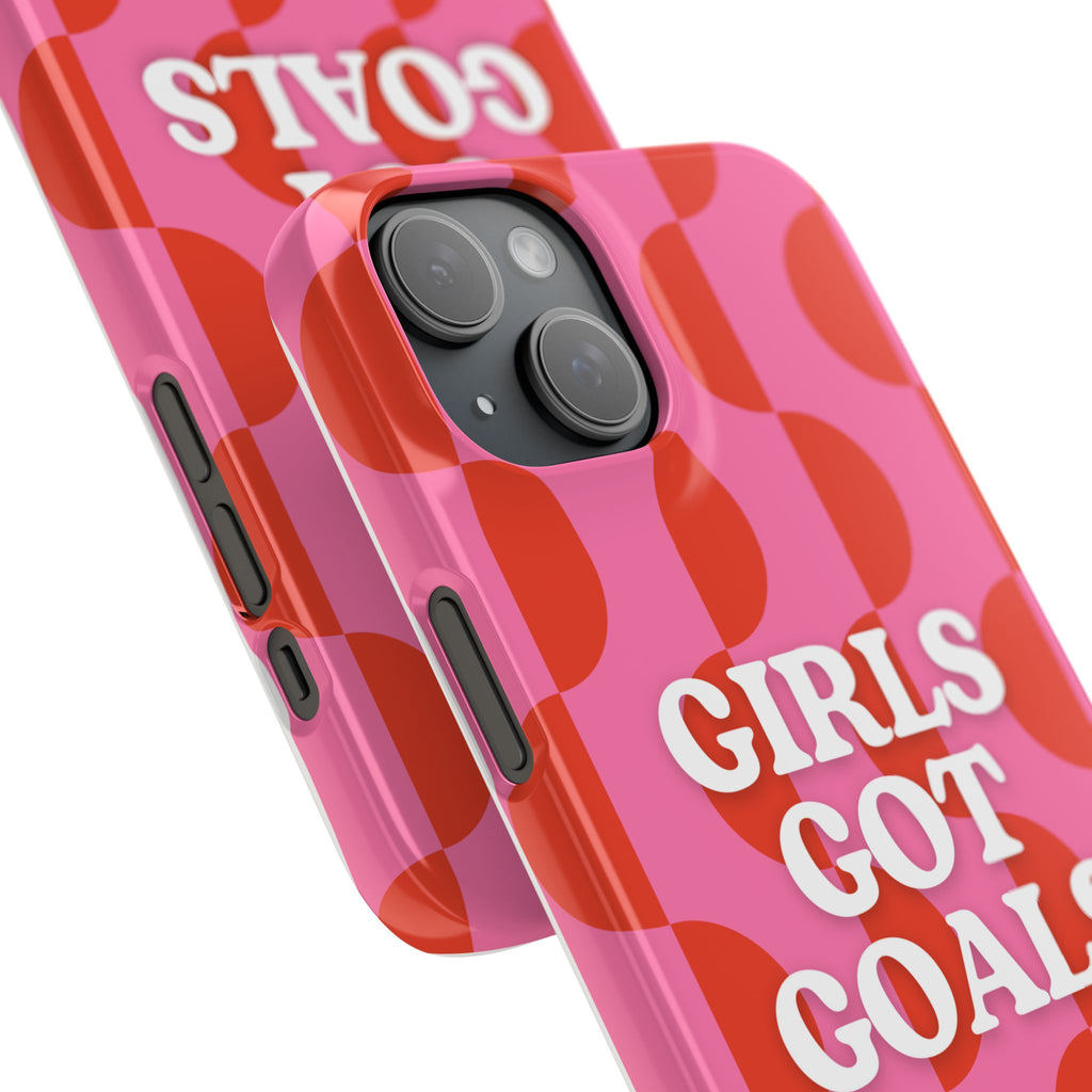 Girls Got Goals Phone Case - Retro Pink Red Motivational Snap Case