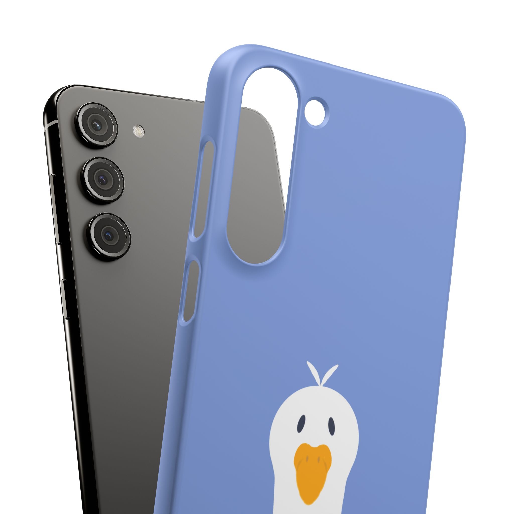 Cute Goose Phone Case – Blue Snap Phone Cover with Whimsical Bird Design
