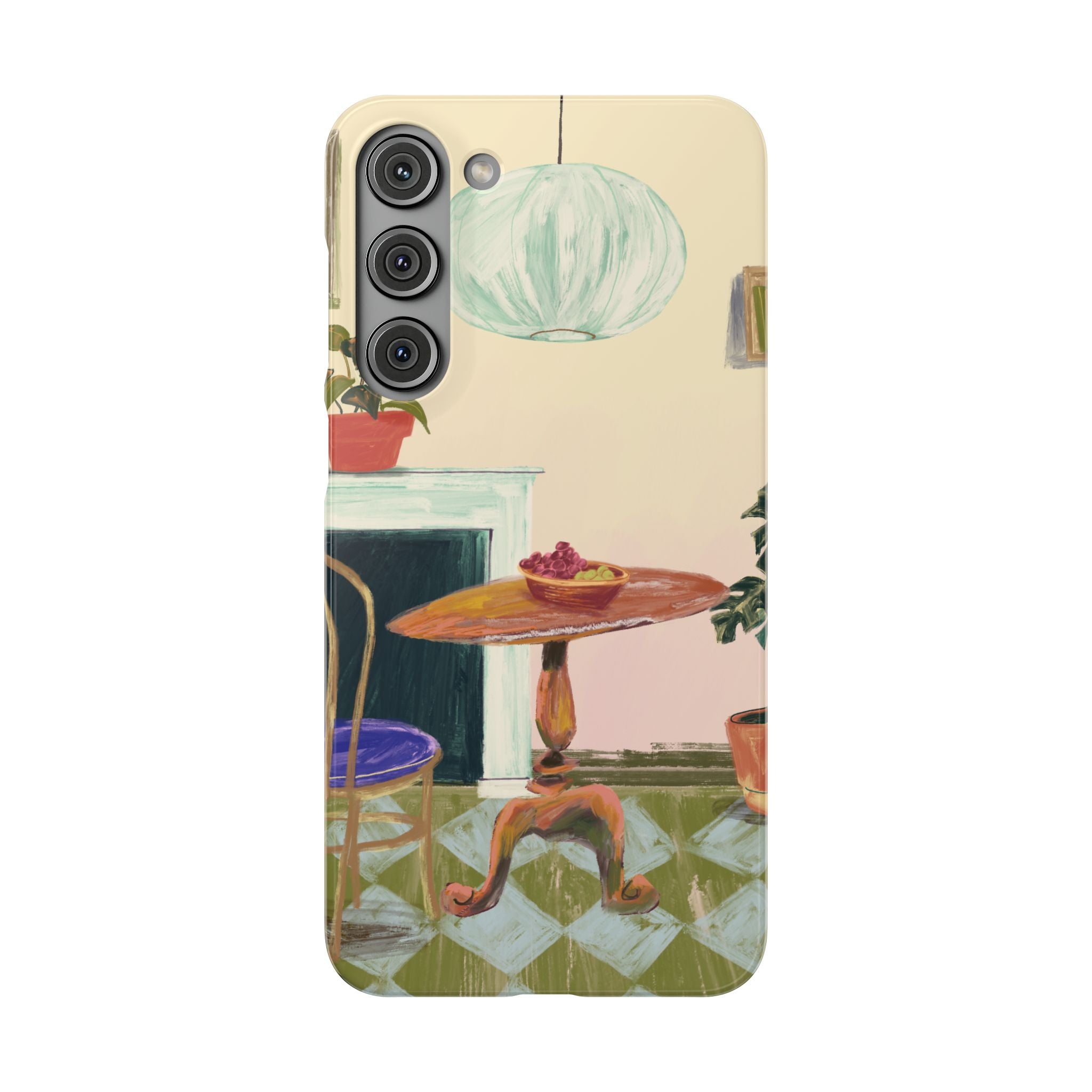 Vintage Bistro Phone Case — Cozy Cafe Interior Illustration Snap Case
