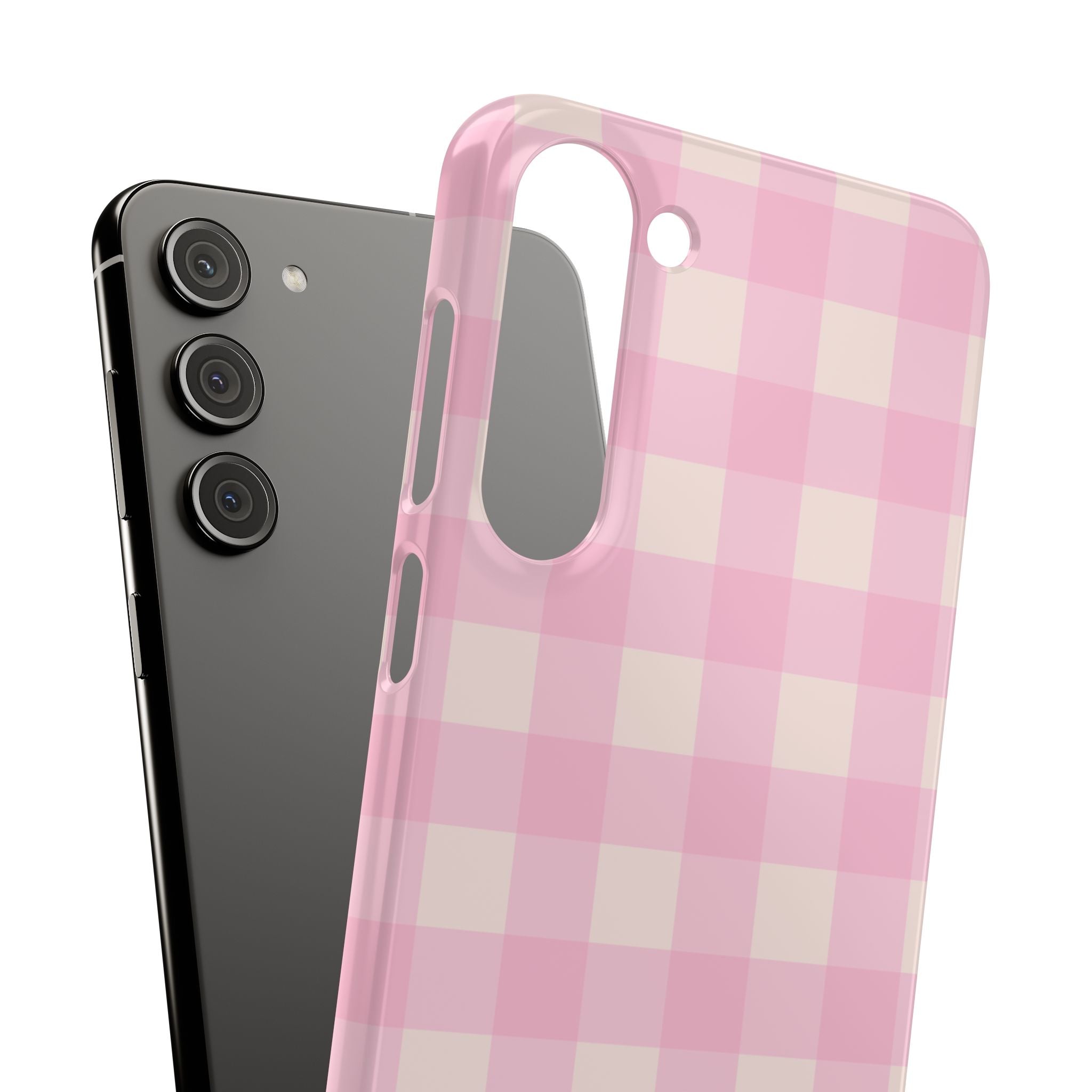 Pink Gingham Snap Phone Case - Cute Pastel Checkered iPhone Cover