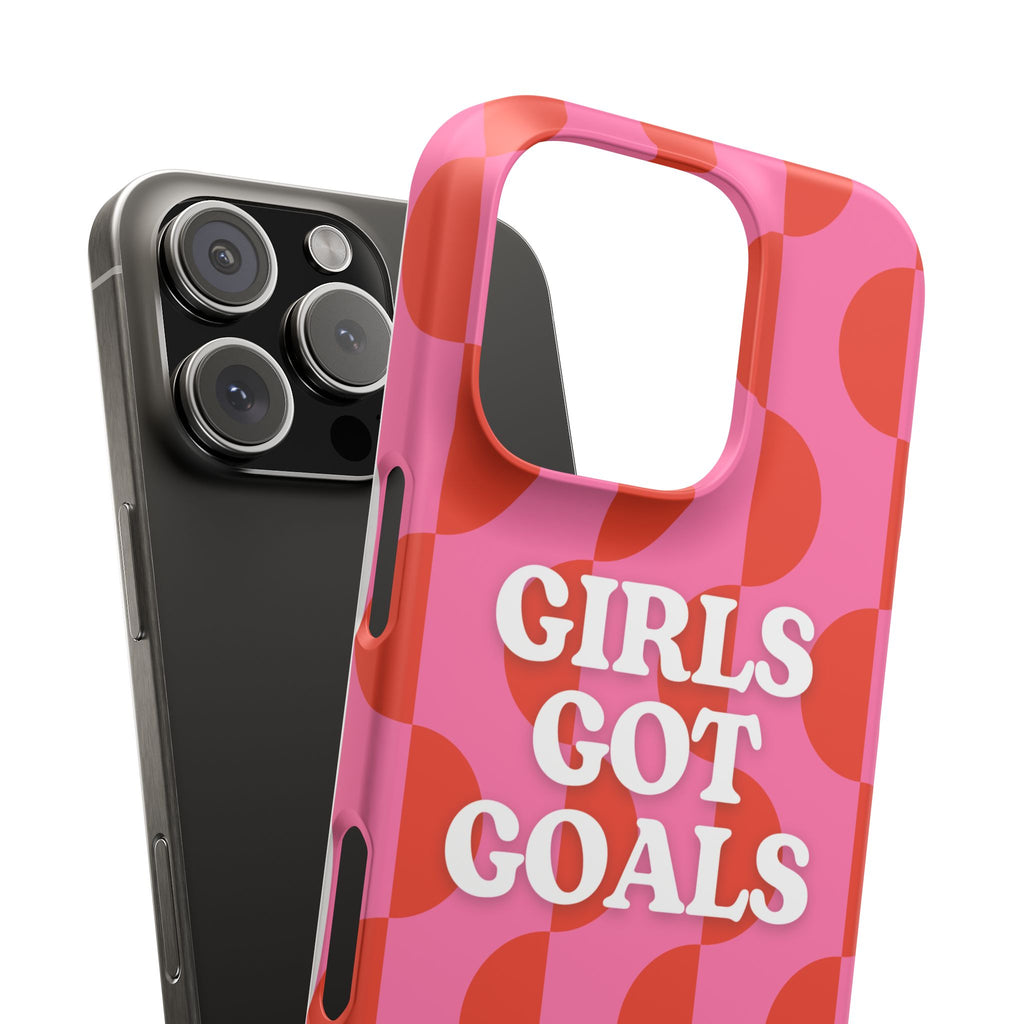 Girls Got Goals Phone Case - Retro Pink Red Motivational Snap Case
