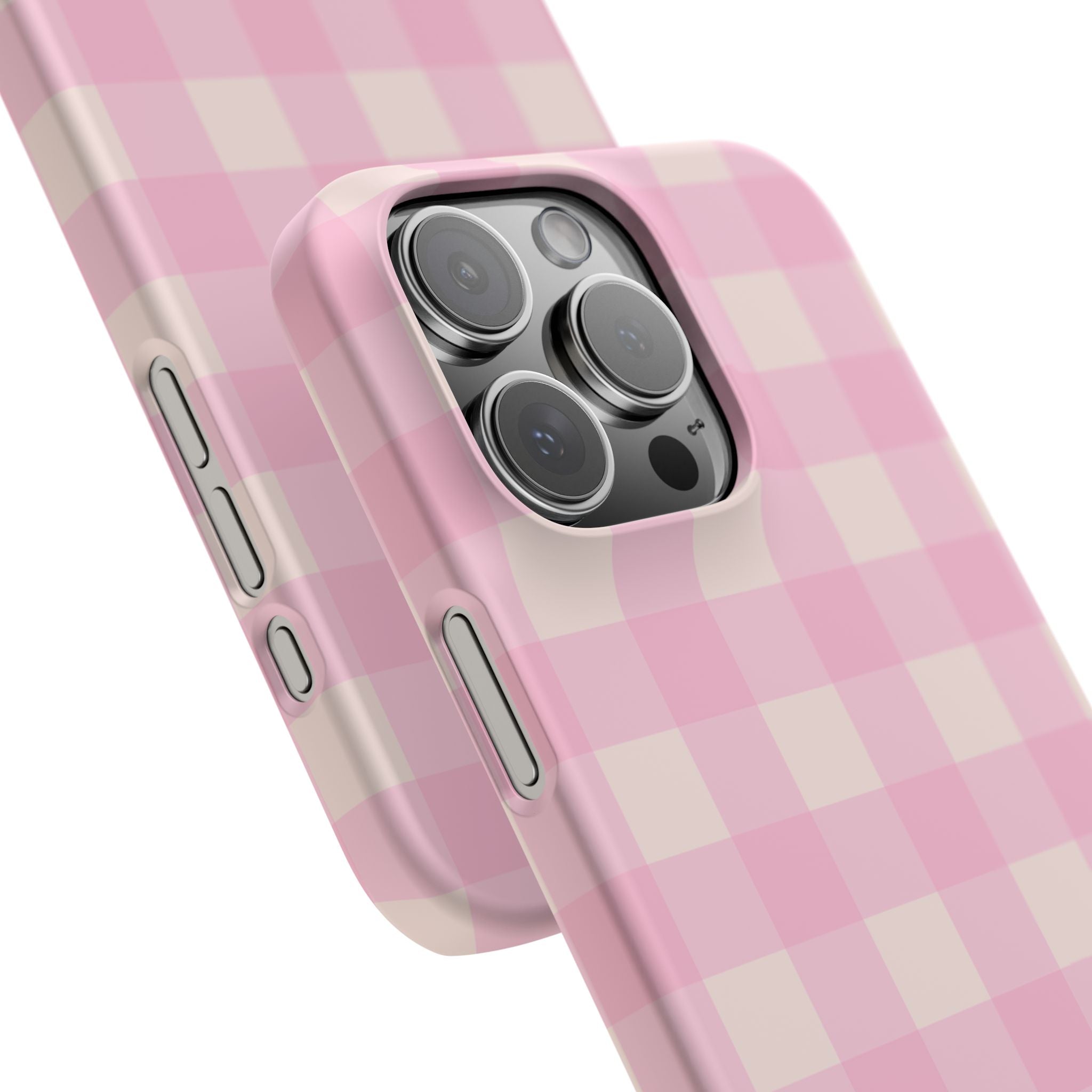 Pink Gingham Snap Phone Case - Cute Pastel Checkered iPhone Cover