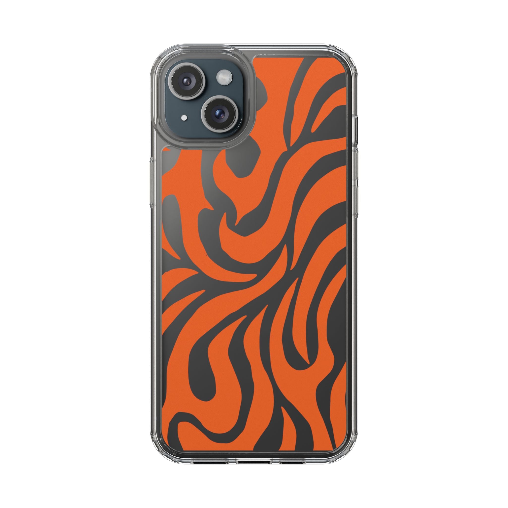 Orange Tiger Stripe Clear Phone Case — Bold Animal Print iPhone Cover