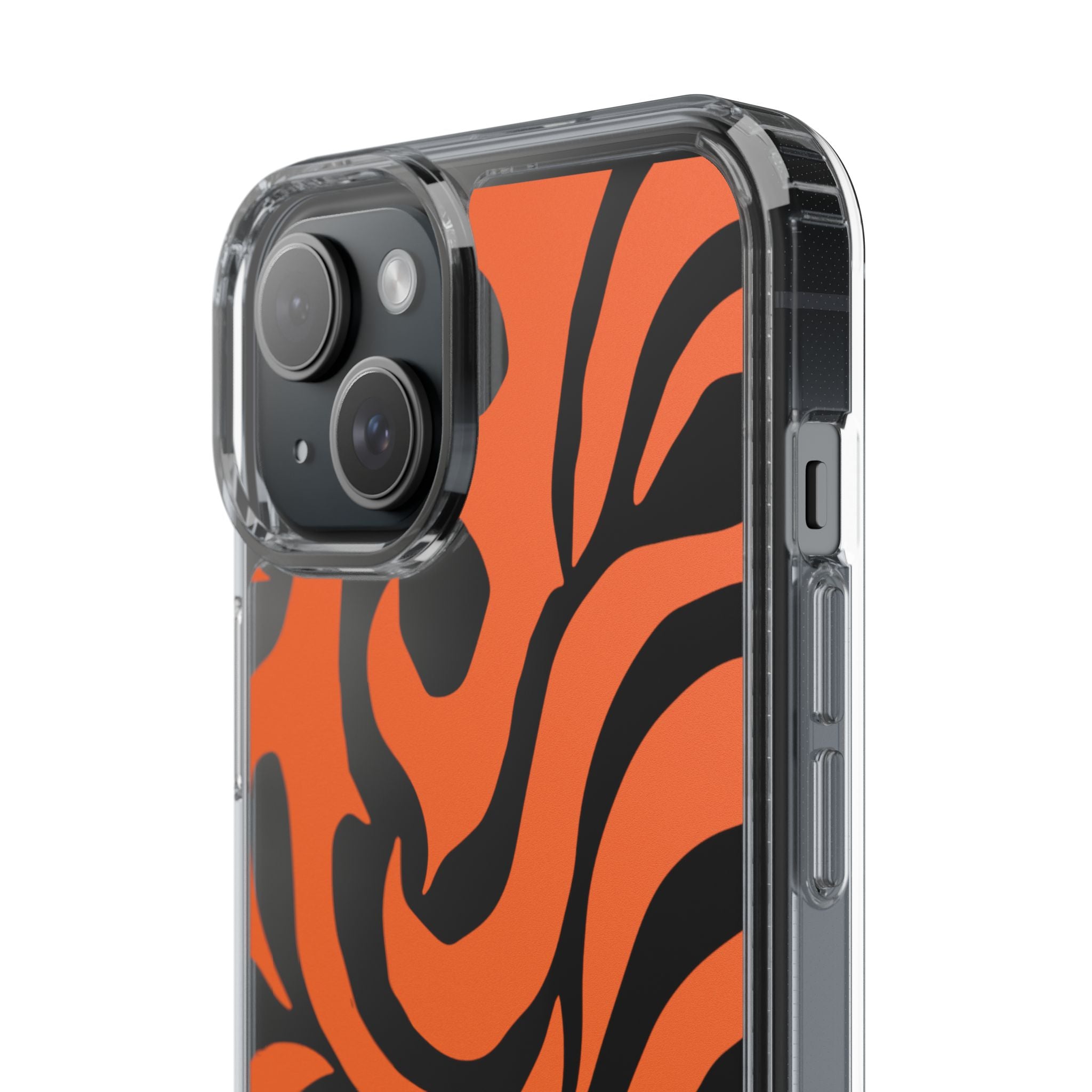 Orange Tiger Stripe Clear Phone Case — Bold Animal Print iPhone Cover