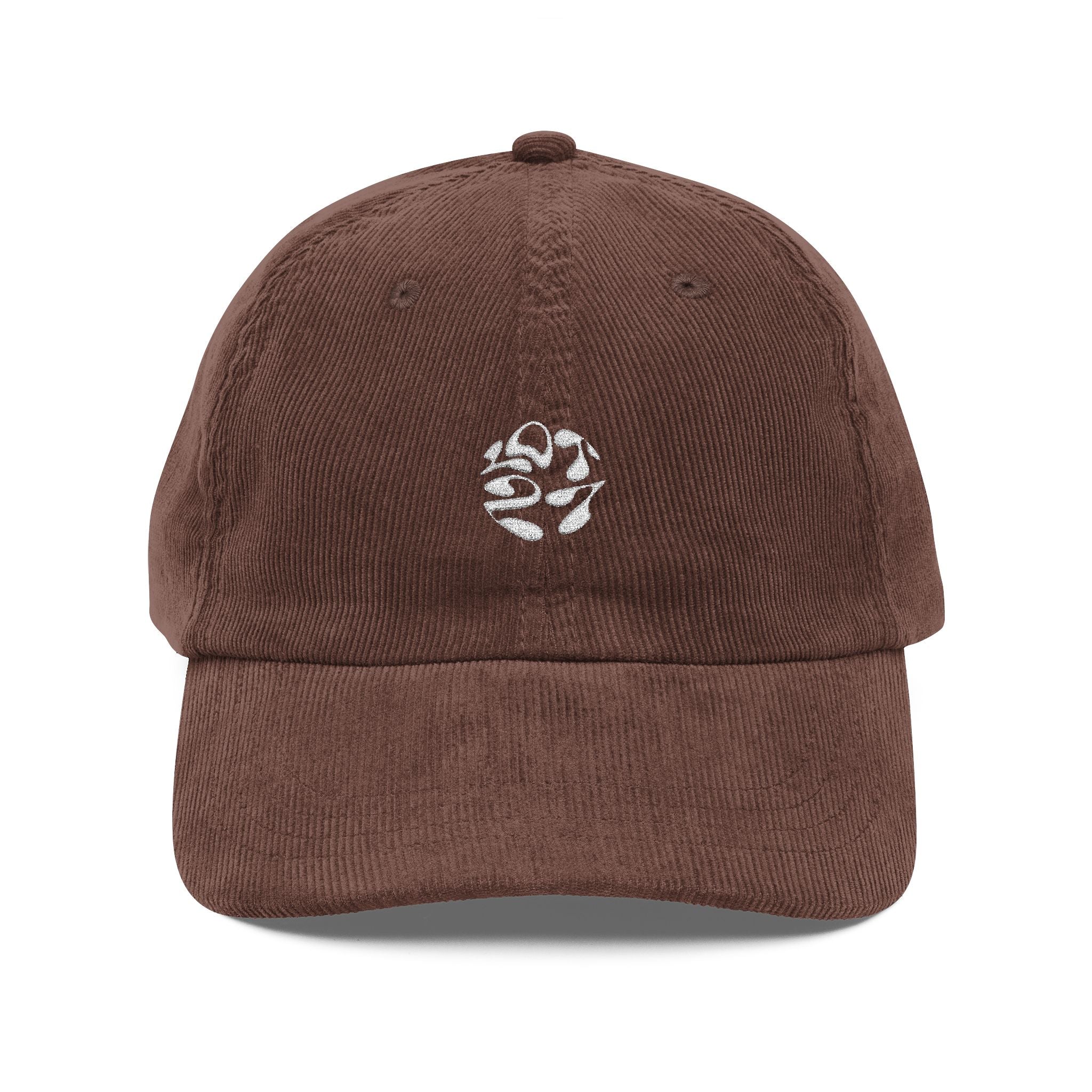 Vintage Corduroy Embroidered Rose Cap — Washed Rust Dad Hat