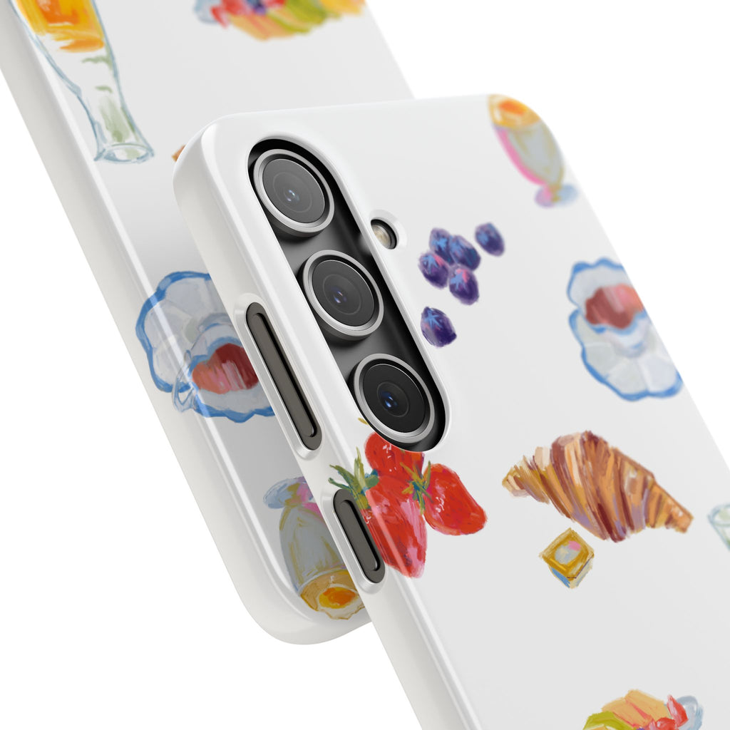 Phone Case — Watercolor Breakfast Pattern (croissant, berries, juice)
