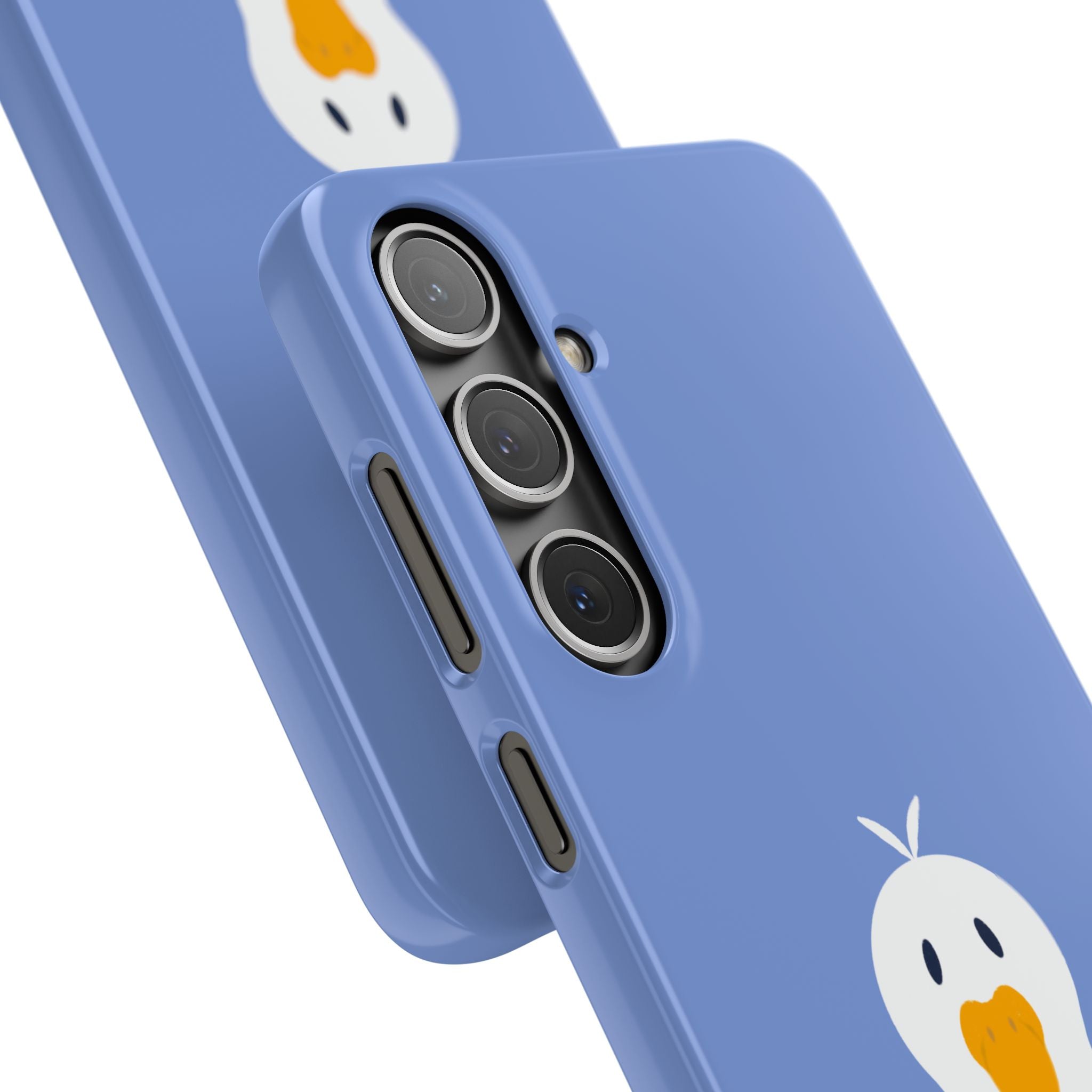 Cute Goose Phone Case – Blue Snap Phone Cover with Whimsical Bird Design