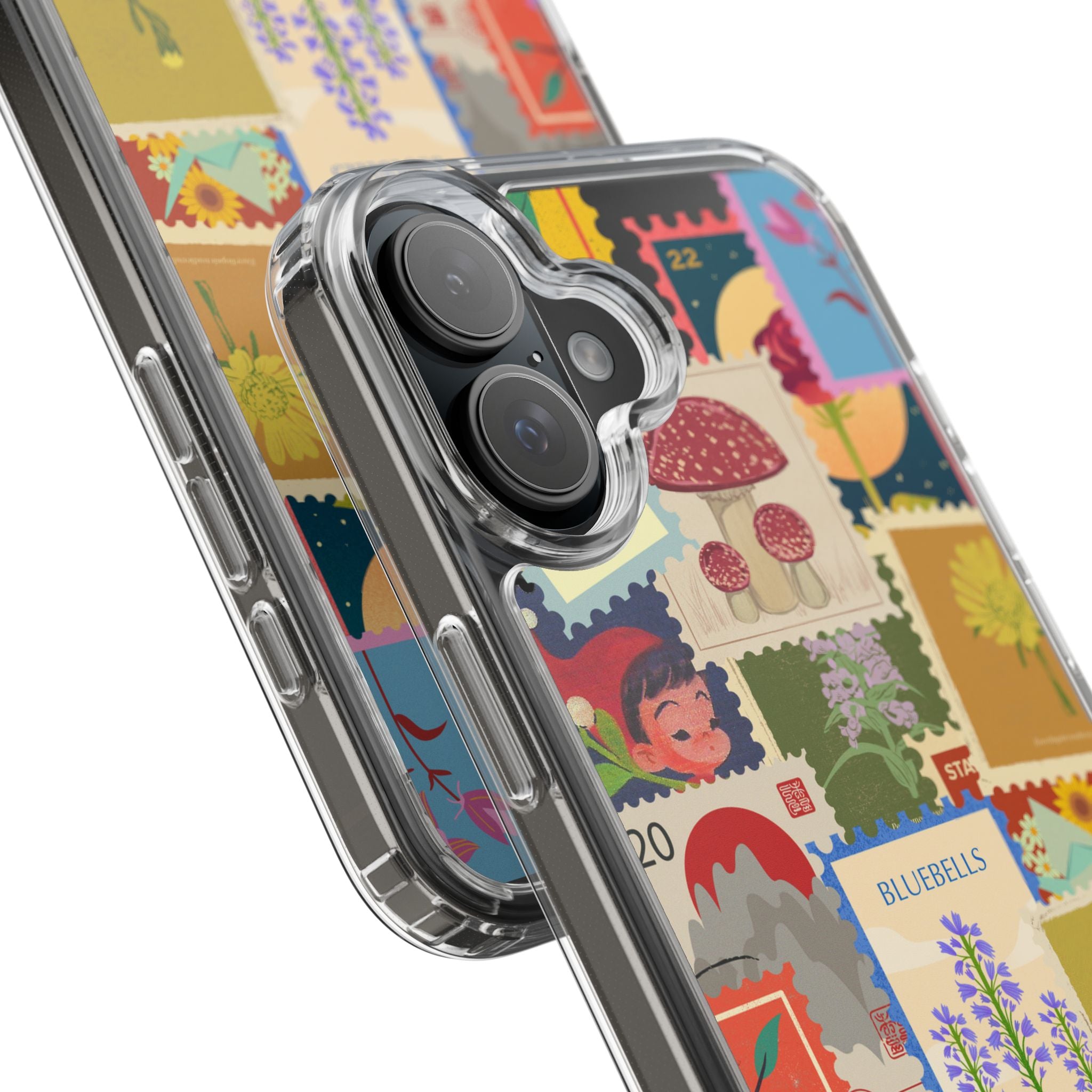 Clear Case — Vintage Floral Stamp Collage Phone Case