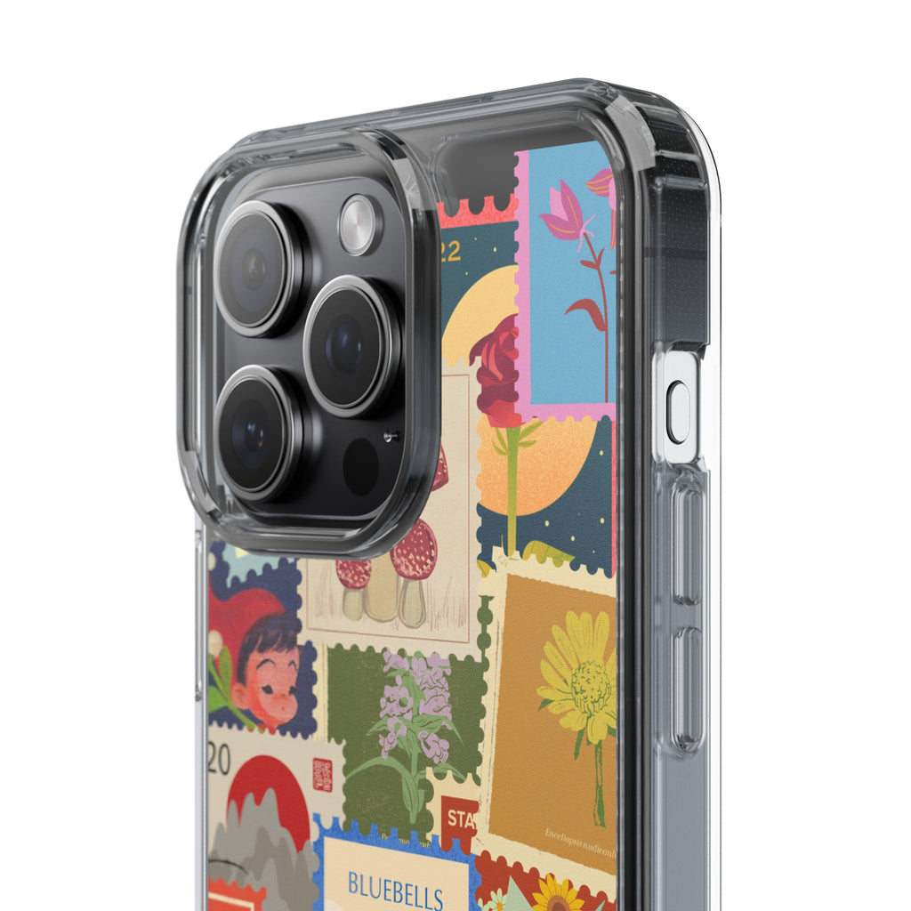 Clear Case — Vintage Floral Stamp Collage Phone Case