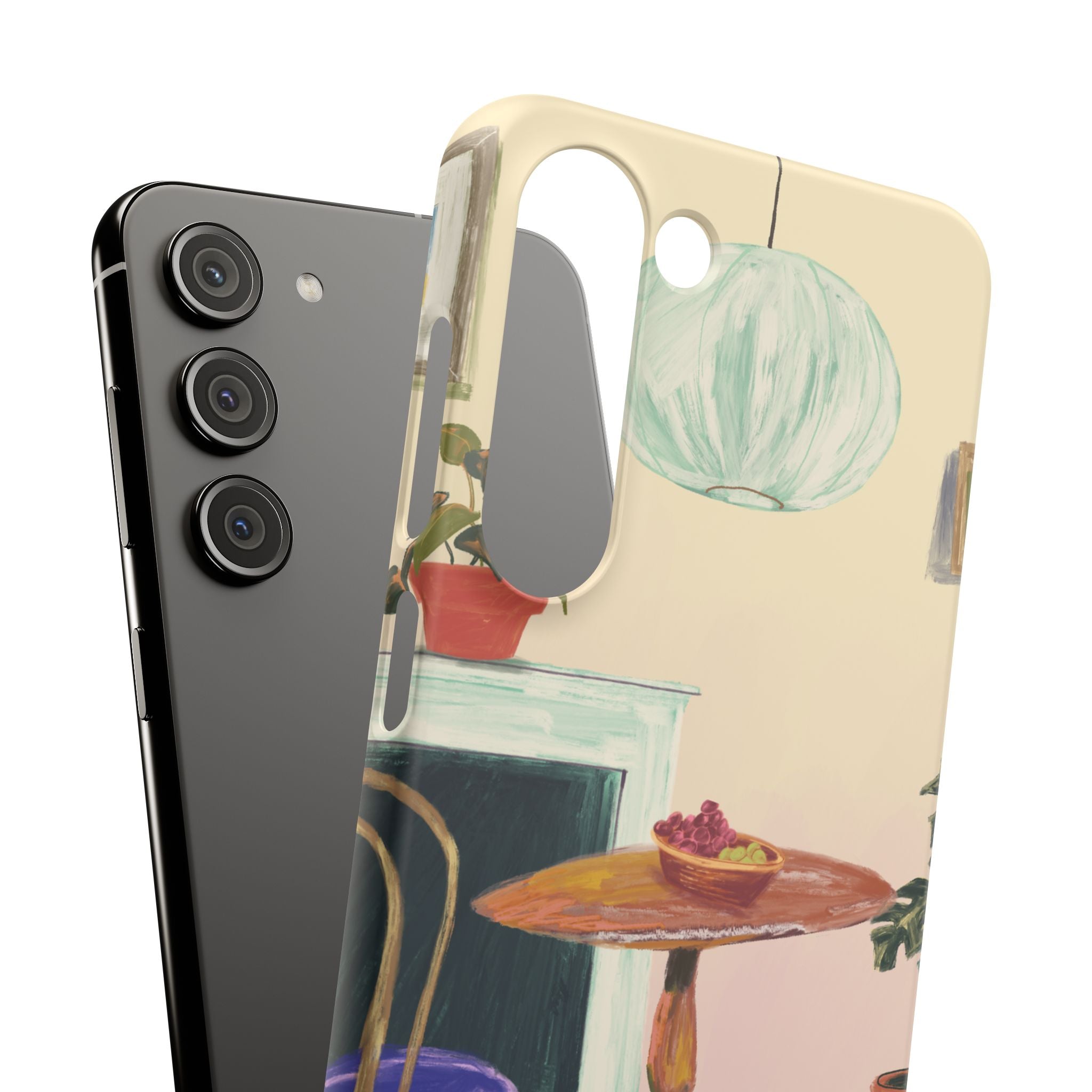 Vintage Bistro Phone Case — Cozy Cafe Interior Illustration Snap Case