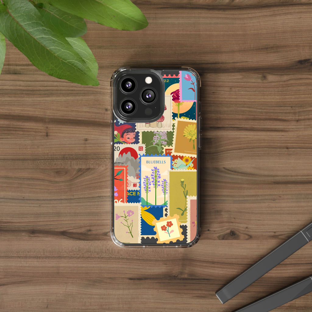 Clear Case — Vintage Floral Stamp Collage Phone Case