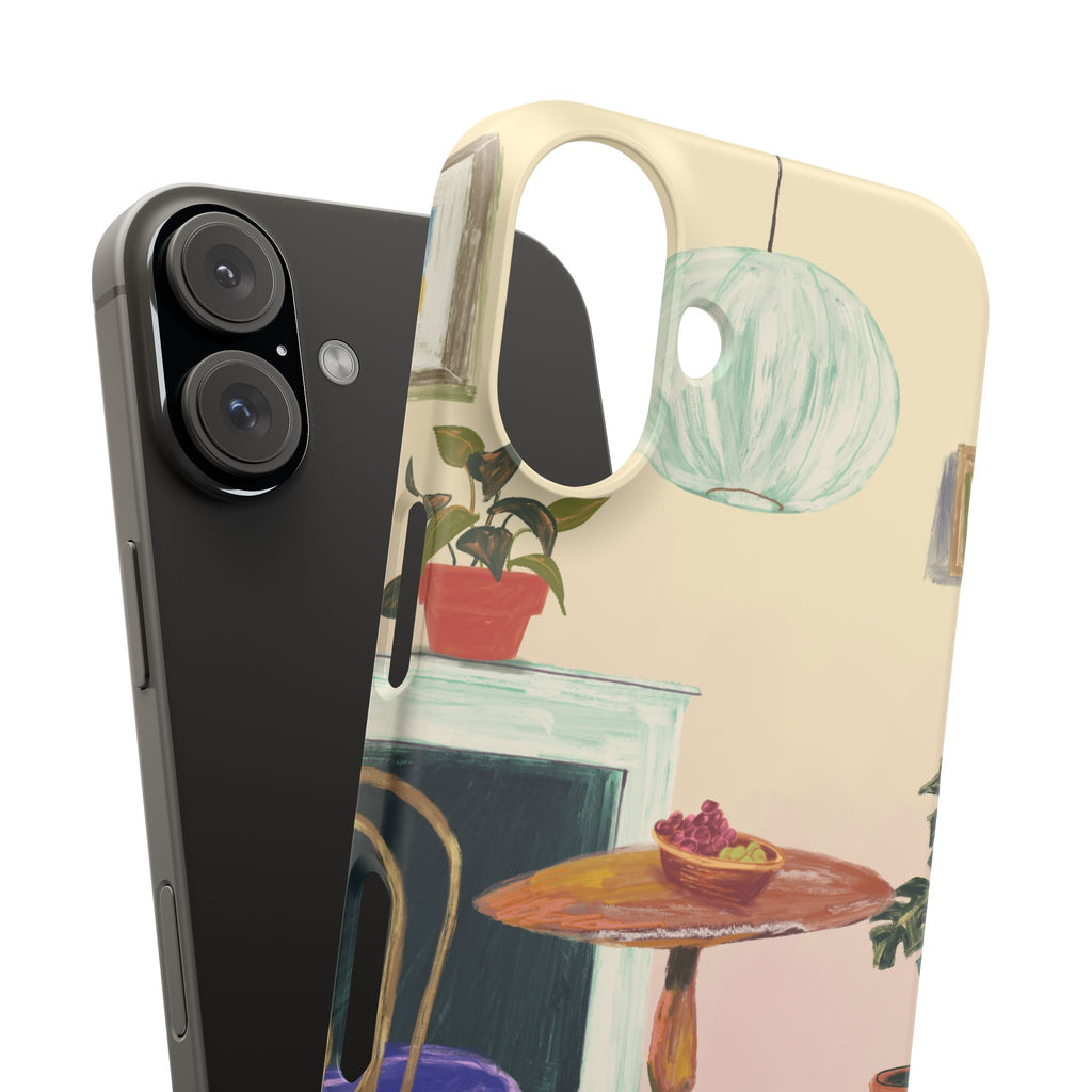 Vintage Bistro Phone Case — Cozy Cafe Interior Illustration Snap Case
