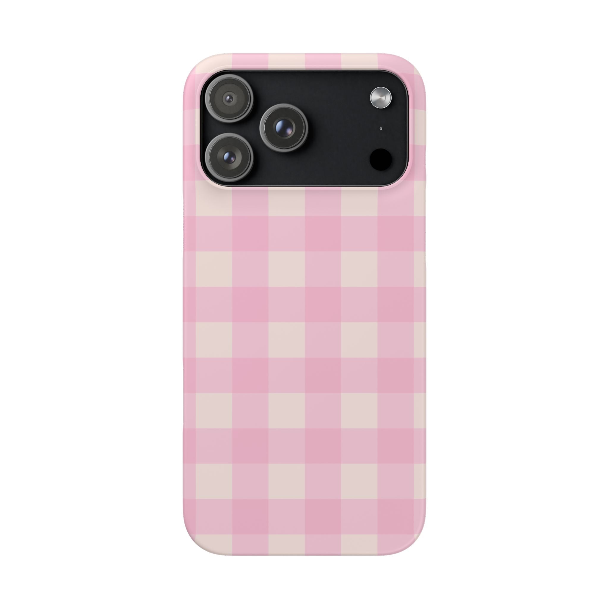 Pink Gingham Snap Phone Case - Cute Pastel Checkered iPhone Cover