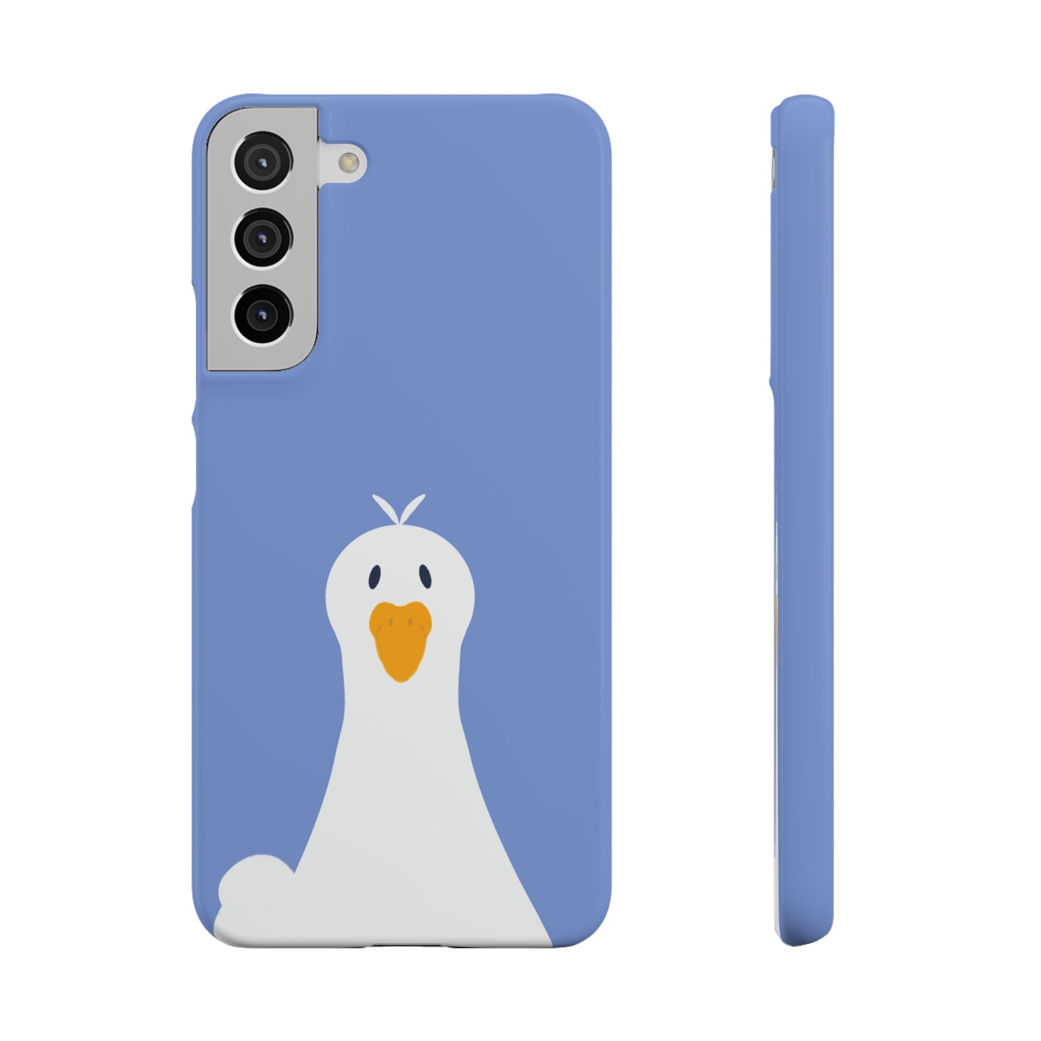 Cute Goose Phone Case – Blue Snap Phone Cover with Whimsical Bird Design