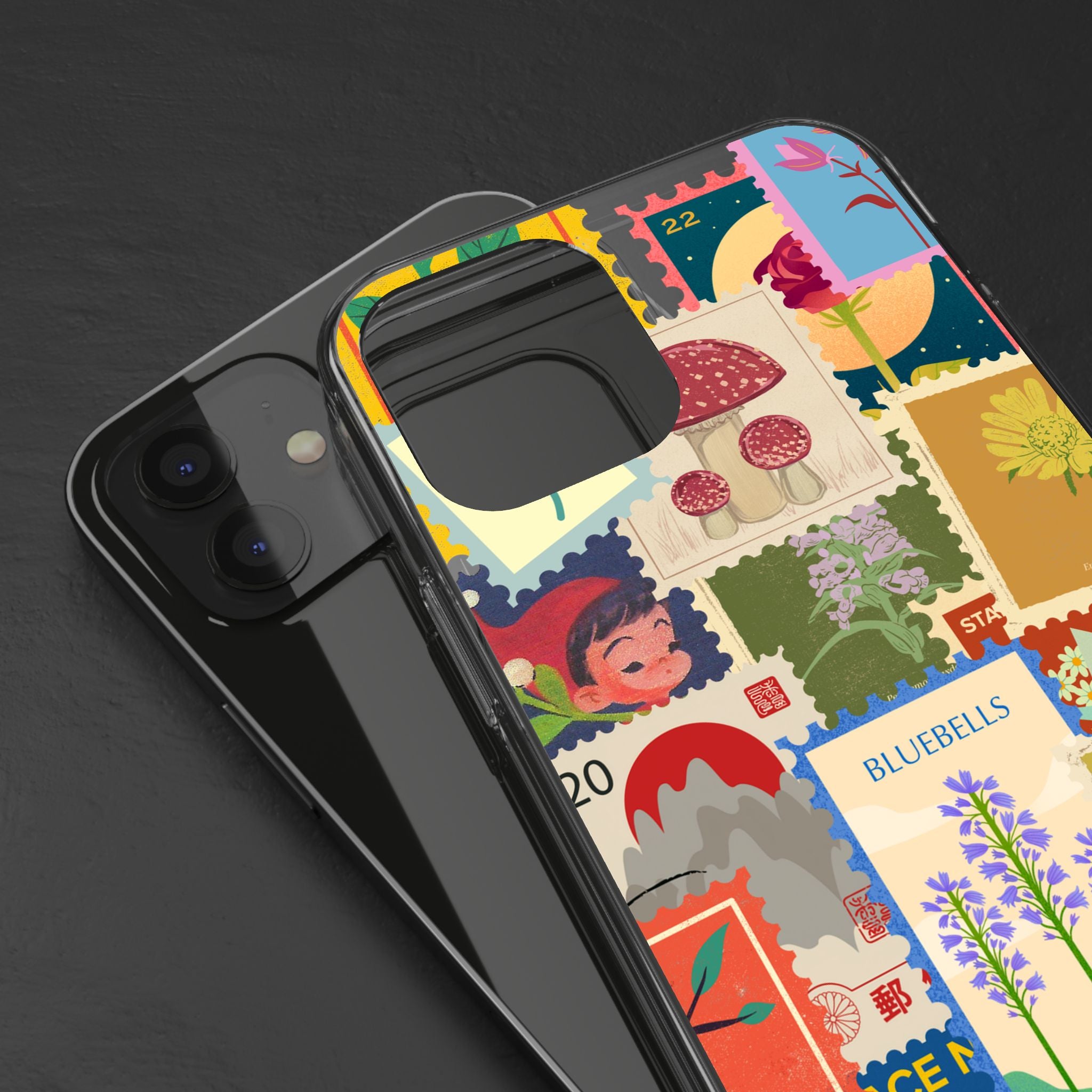 Clear Case — Vintage Floral Stamp Collage Phone Case